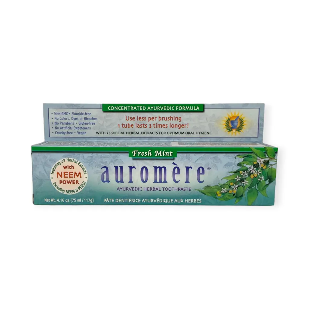 Pasta de dientes con 24 hierbas y neem 117gr sabor menta fresca AUROMERE