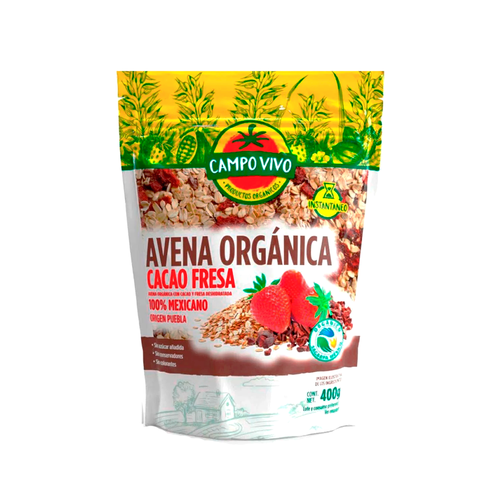 [7502236173150] Avena con cacao y fresa 400gr CAMPO VIVO