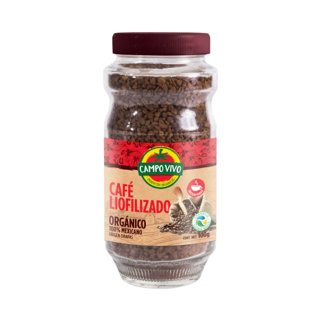 [7502236172245] Café liofilizado orgánico soluble 100gr CAMPO VIVO