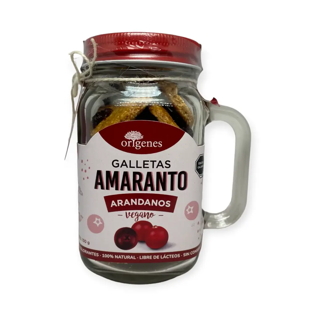[7501765100996] Tarro masón con galletas de amaranto sabor arándano 130gr ORIGENES