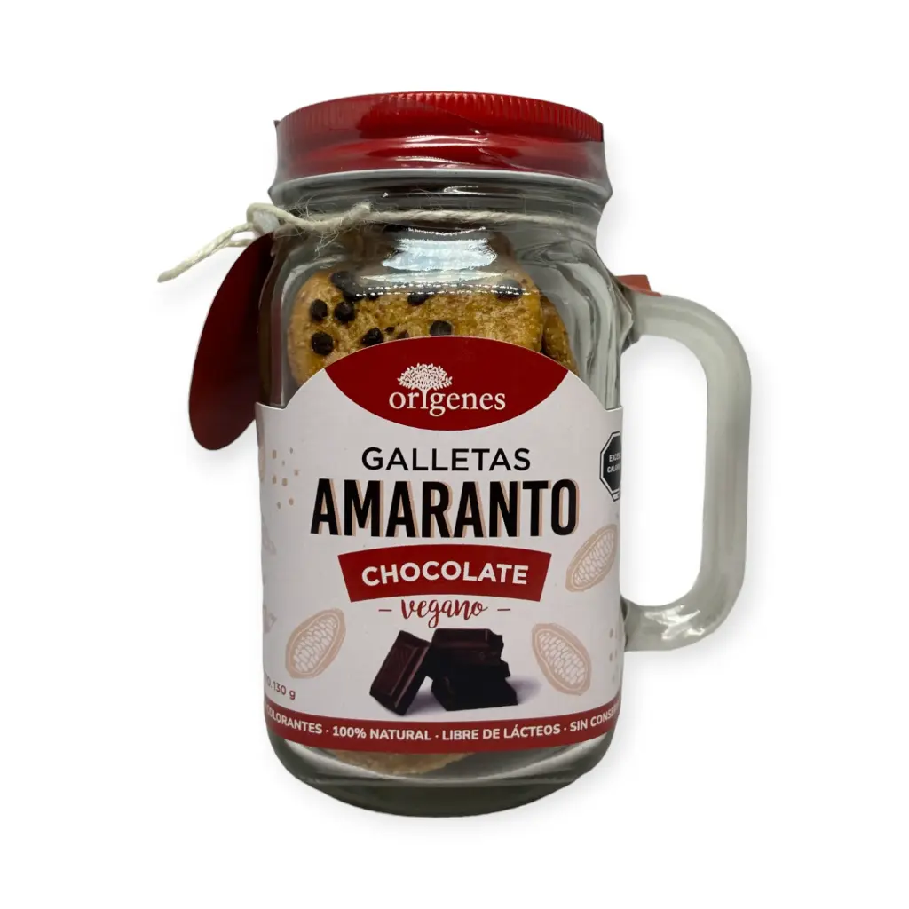 Tarro masón con galletas de amaranto con chispas de chocolate 120gr ORIGENES