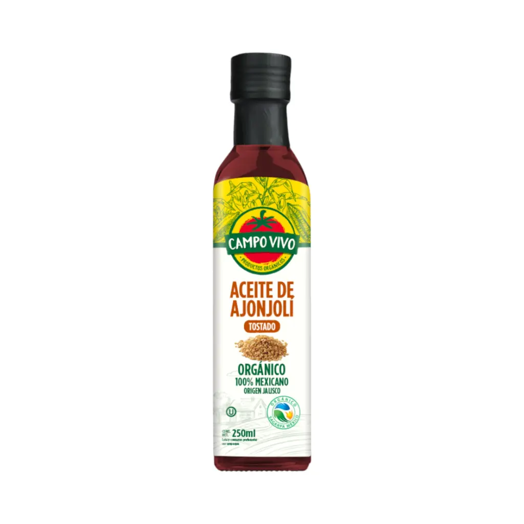 Aceite de ajonjolí tostado orgánico 250ml CAMPO VIVO