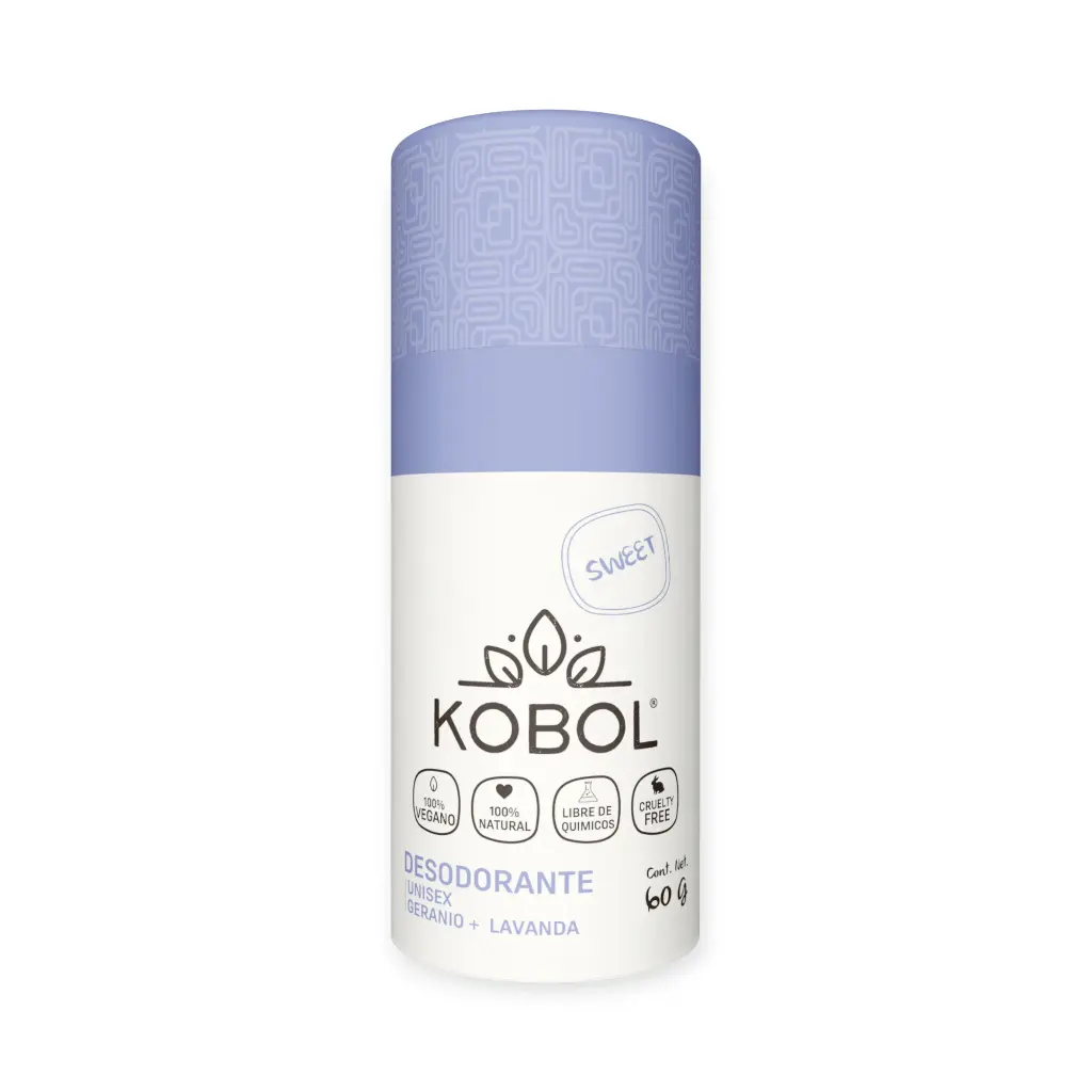 Desodorante de geranio y lavanda natural vegano push up 60gr KOBOL