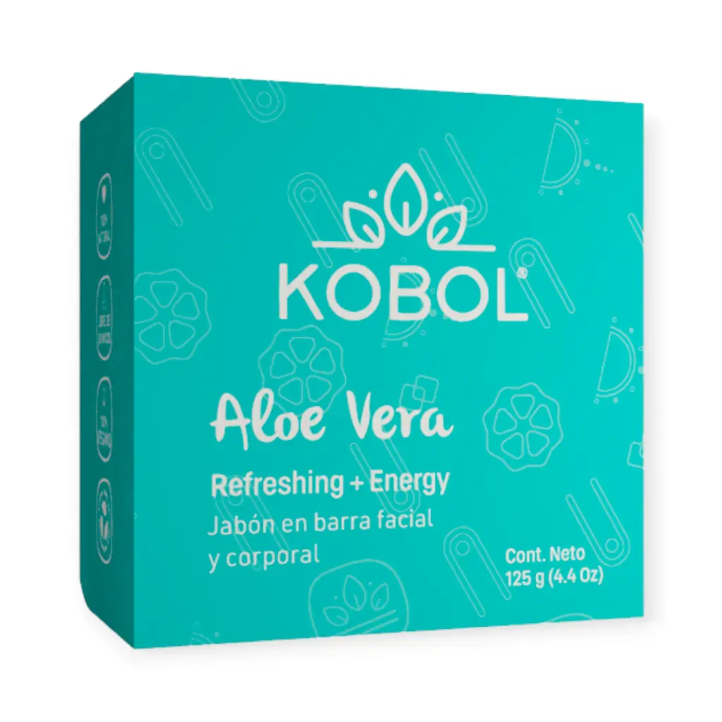 Jabón dermolimpiador vegano de aloe vera (refreshing + energy) 125gr KOBOL
