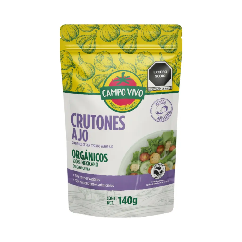 Crutones con ajo orgánicos 140gr CAMPO VIVO