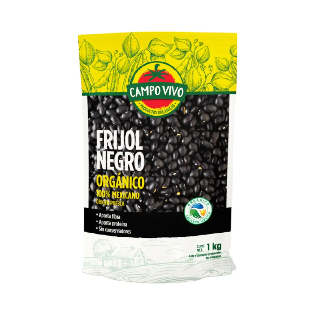 [7502236173112] Frijol negro orgánico 1kg CAMPO VIVO