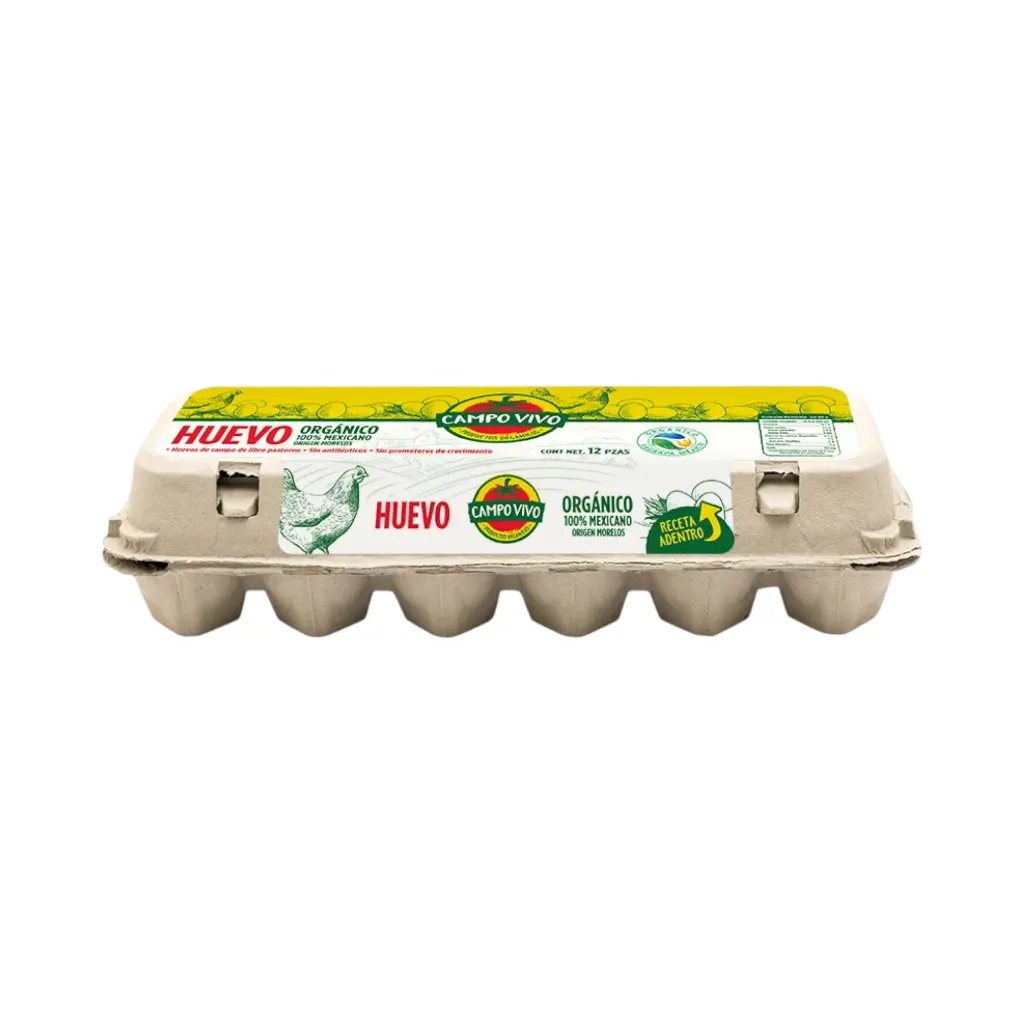 Huevo orgánico blanco 12pz CAMPO VIVO