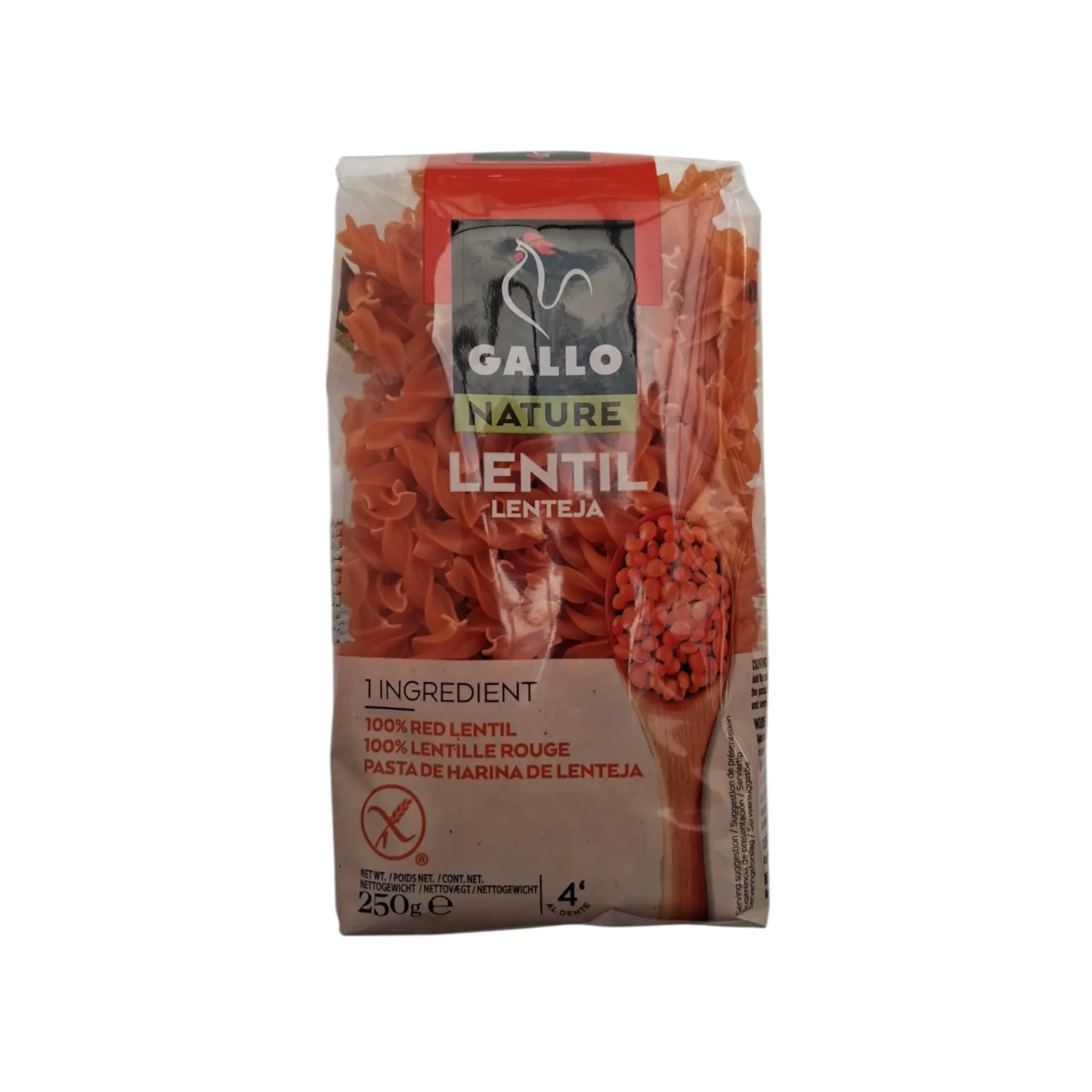 [GA75] Pasta helice de lenteja 250gr GALLO