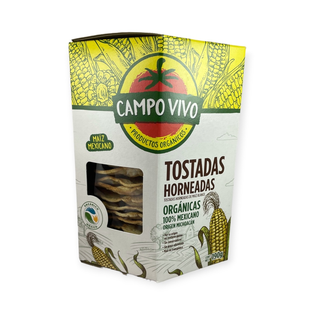 Tostadas horneadas de maíz blanco 190gr CAMPO VIVO 