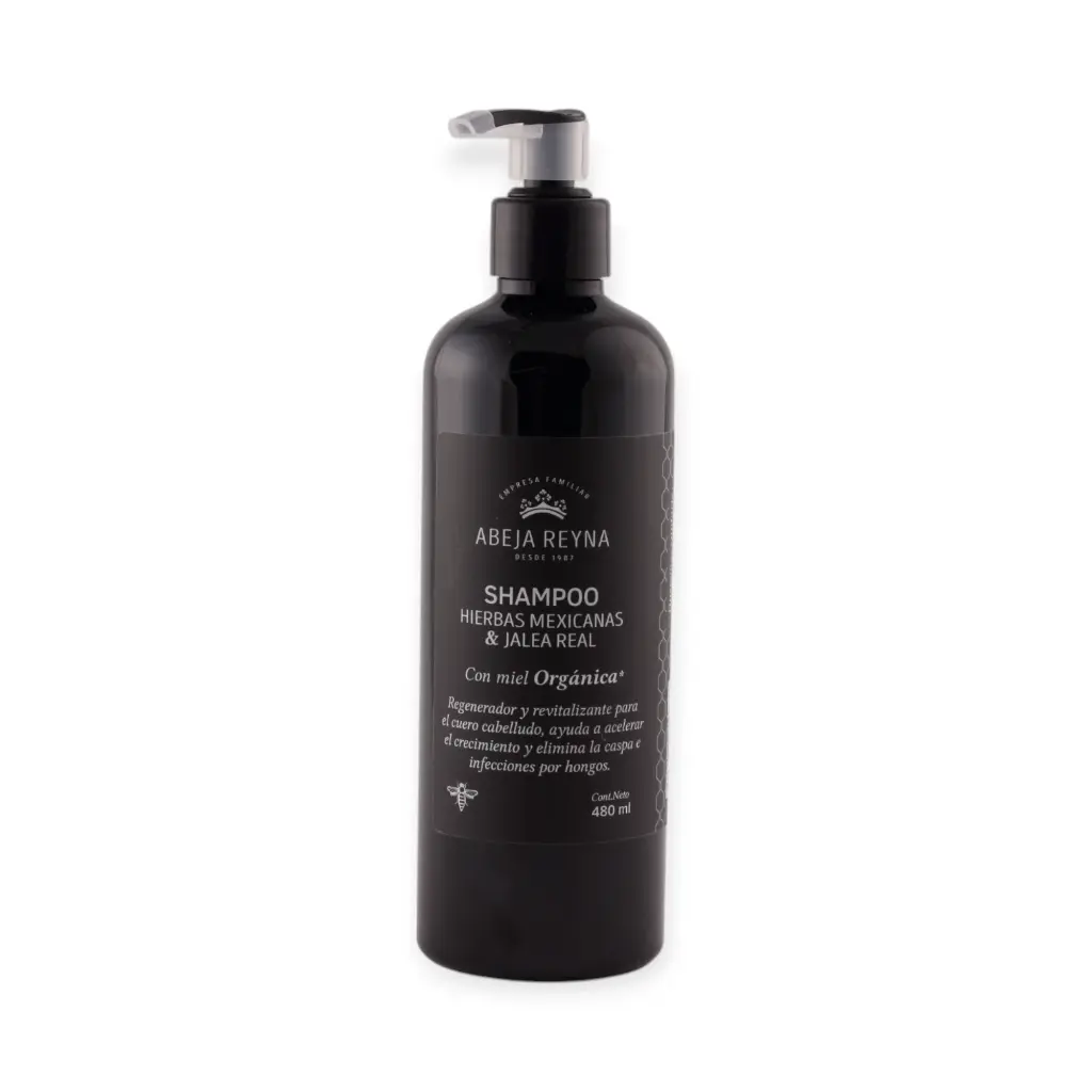 Shampoo regenerador de hierbas mexicanas, jalea real y miel orgánica 480ml ABEJA REYNA