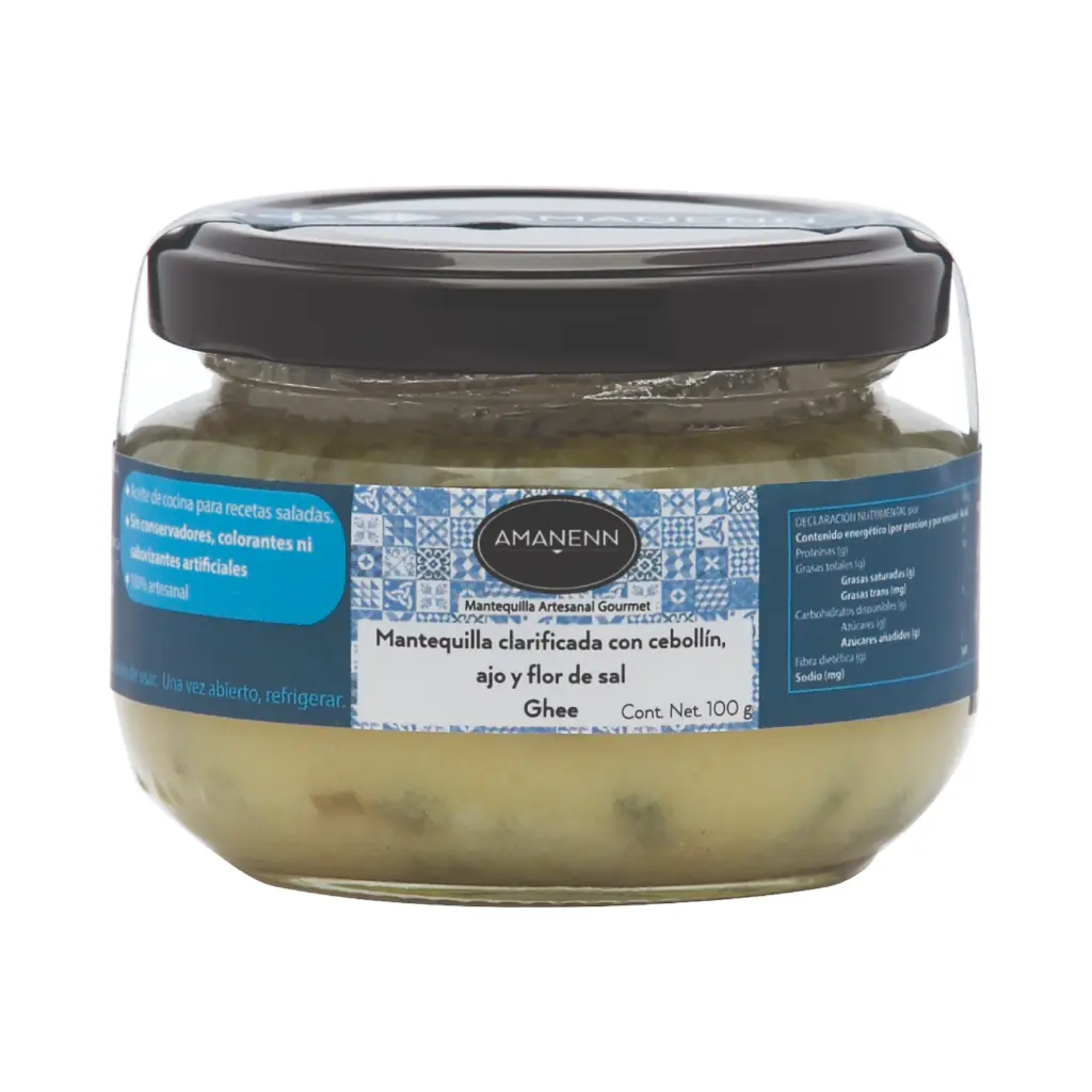 [7500464315663] Ghee de cebollín, ajo y sal 100gr AMANENN