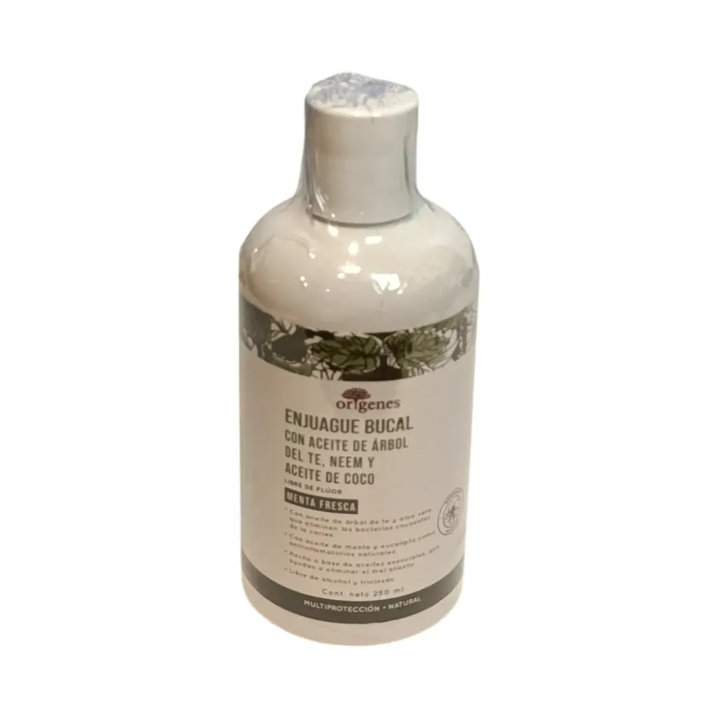 Enjuague bucal sin alcohol con árbol del té, neem y coco 250ml ORIGENES