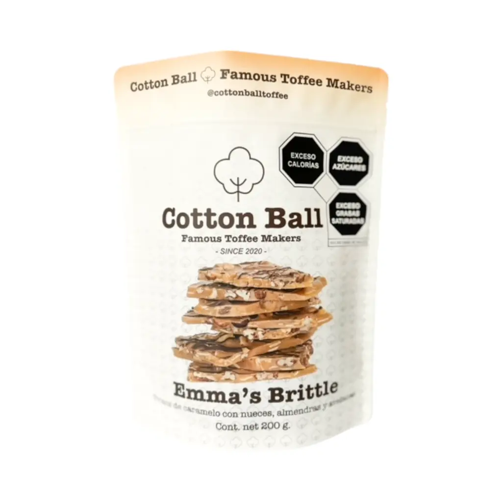 Emma's Brittle, caramelo en trozos con avellanas, almendras y nueces 200gr COTTON BALL