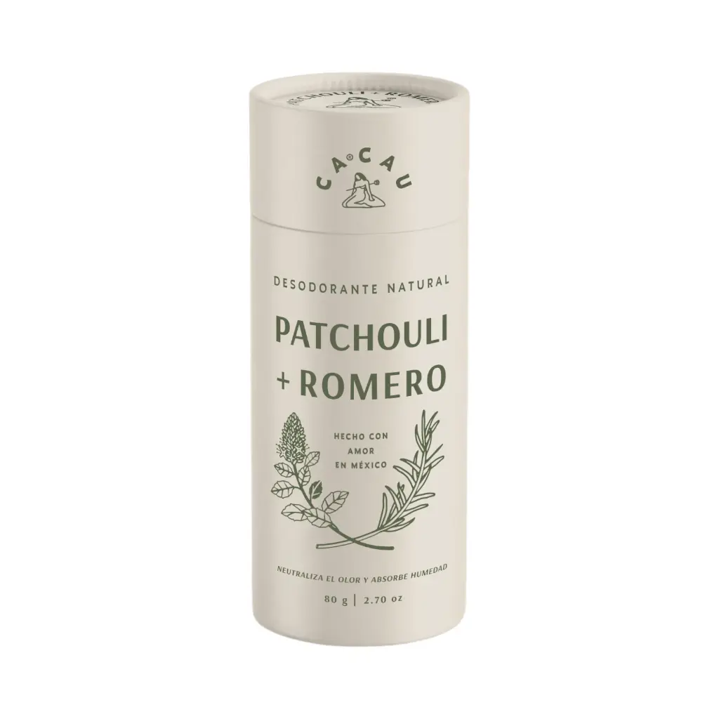 Desodorante natural de patchouli y romero 80gr CACAU NATURALS