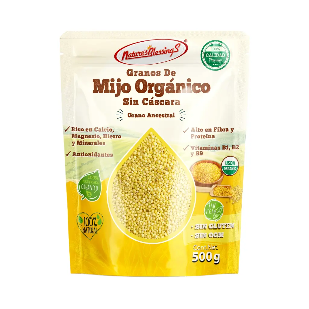 Granos de mijo en grano orgánico 500gr  NATURE´S BLESSINGS