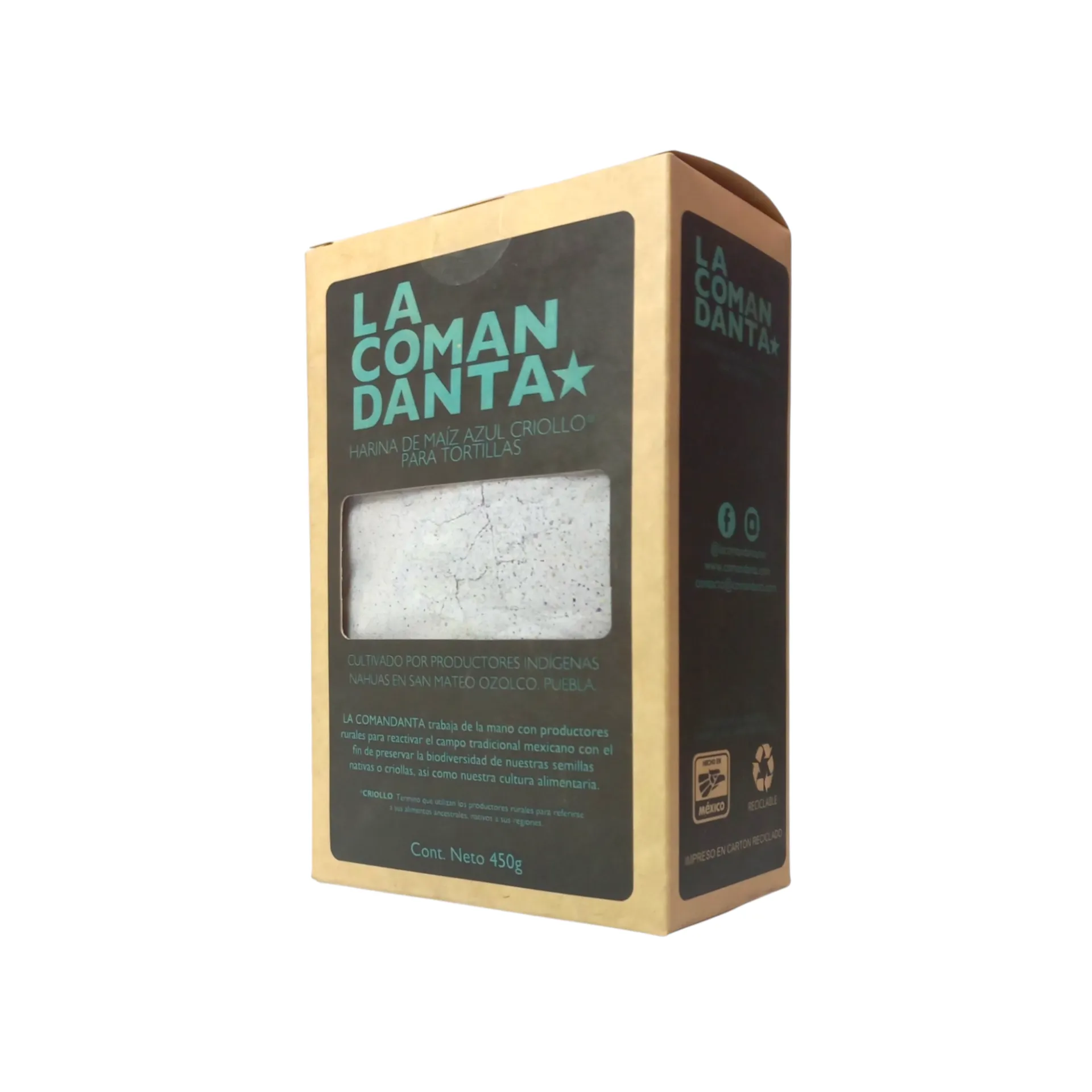 Harina de maíz azul criollo 450gr LA COMANDANTA