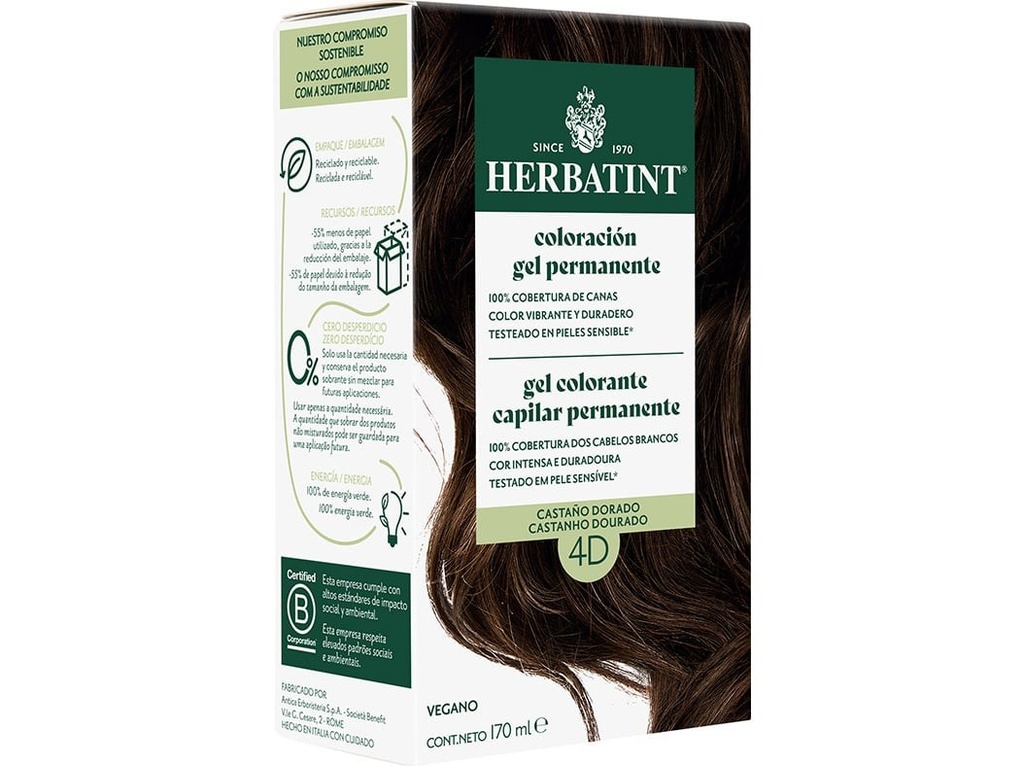 [HD4] Tinte castaño dorado 4D 170ml HERBATINT