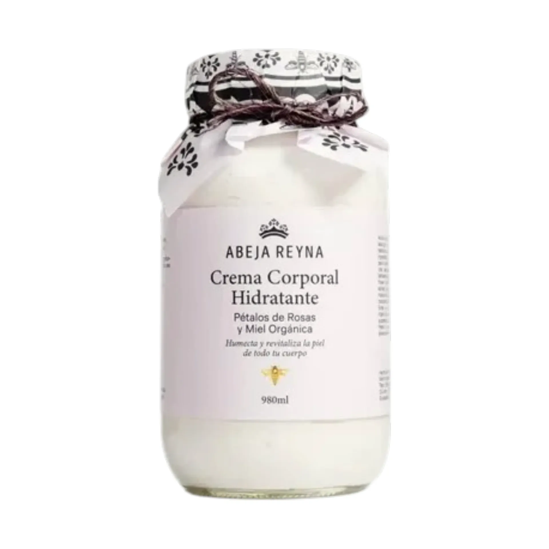 [7502281606375] Crema corporal hidratante con pétalos de rosas, jalea real y miel orgánica 980ml ABEJA REYNA