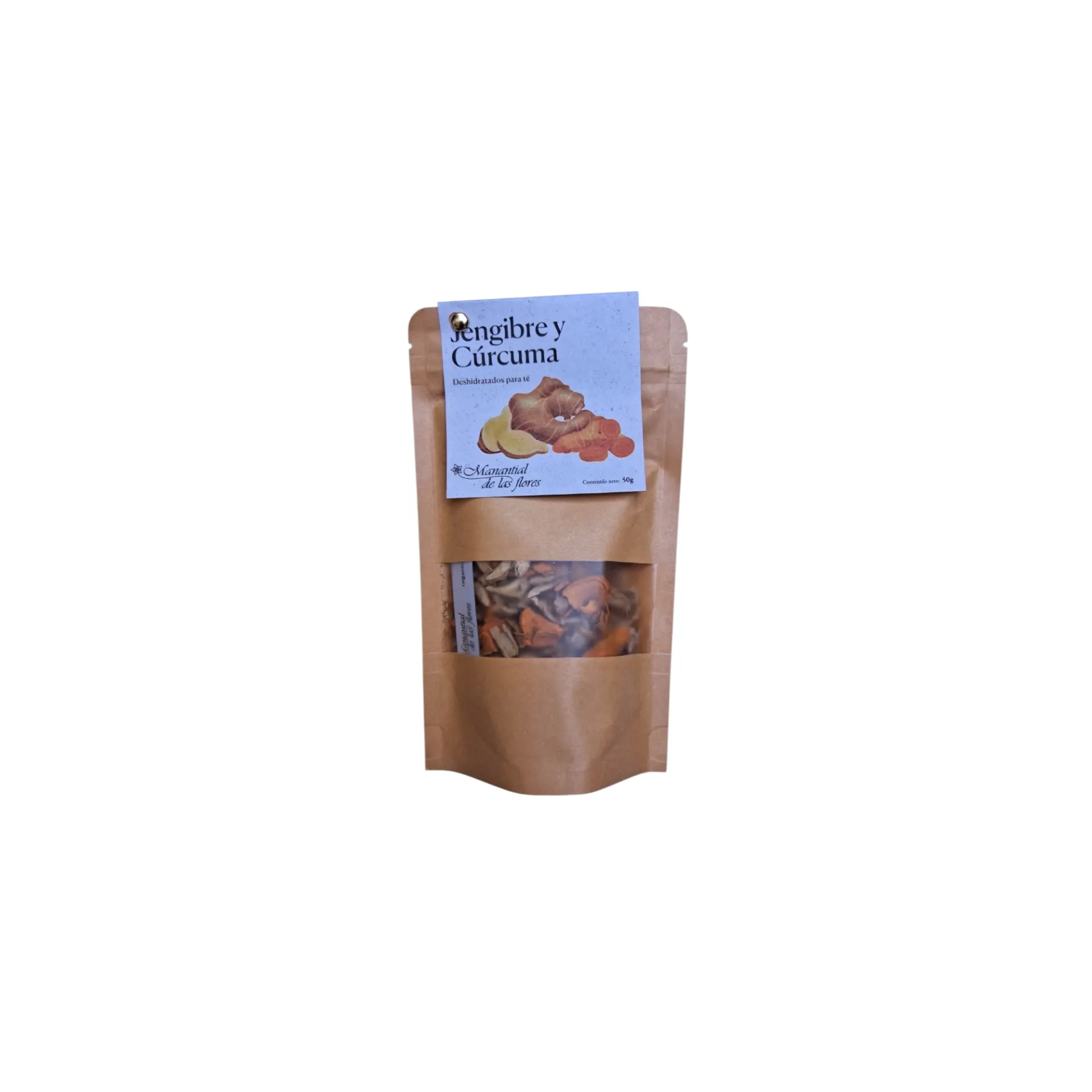 Mezcla de jengibre y cúrcuma deshidratados para té 50gr MANANTIAL DE LAS FLORES