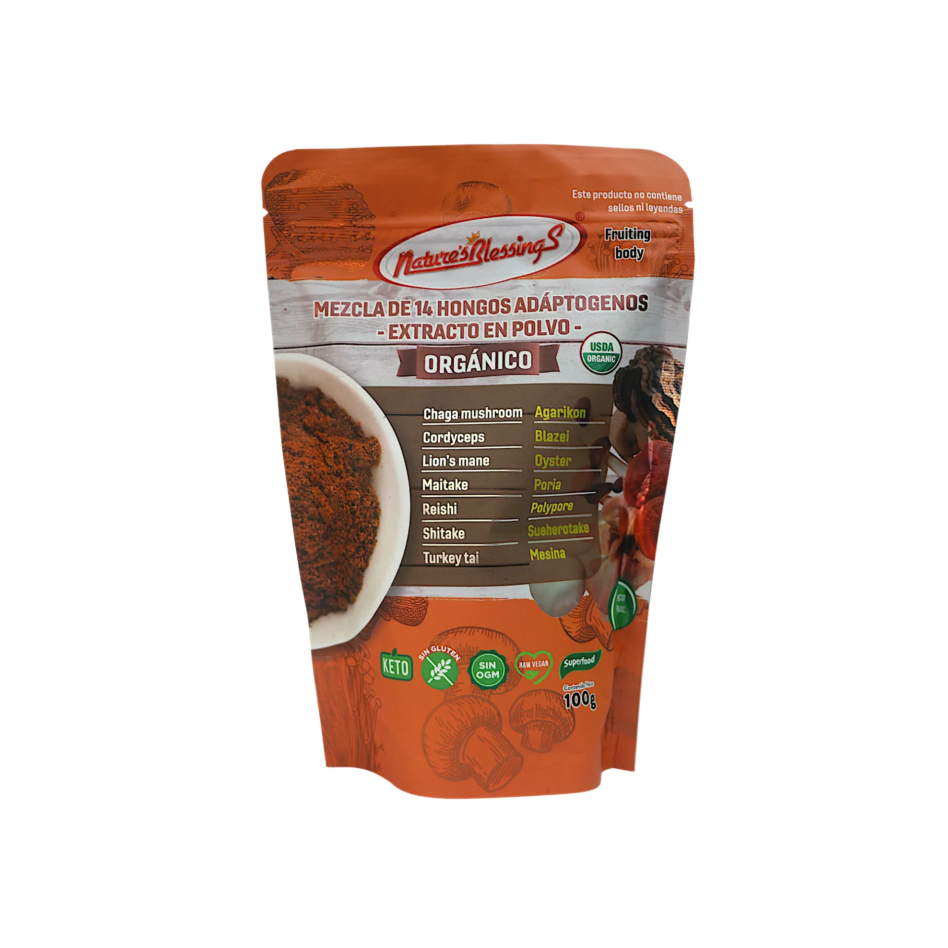 [7503012295721] Mezcla de 14 hongos adaptógenos orgánicos 100gr NATURE´S BLESSINGS