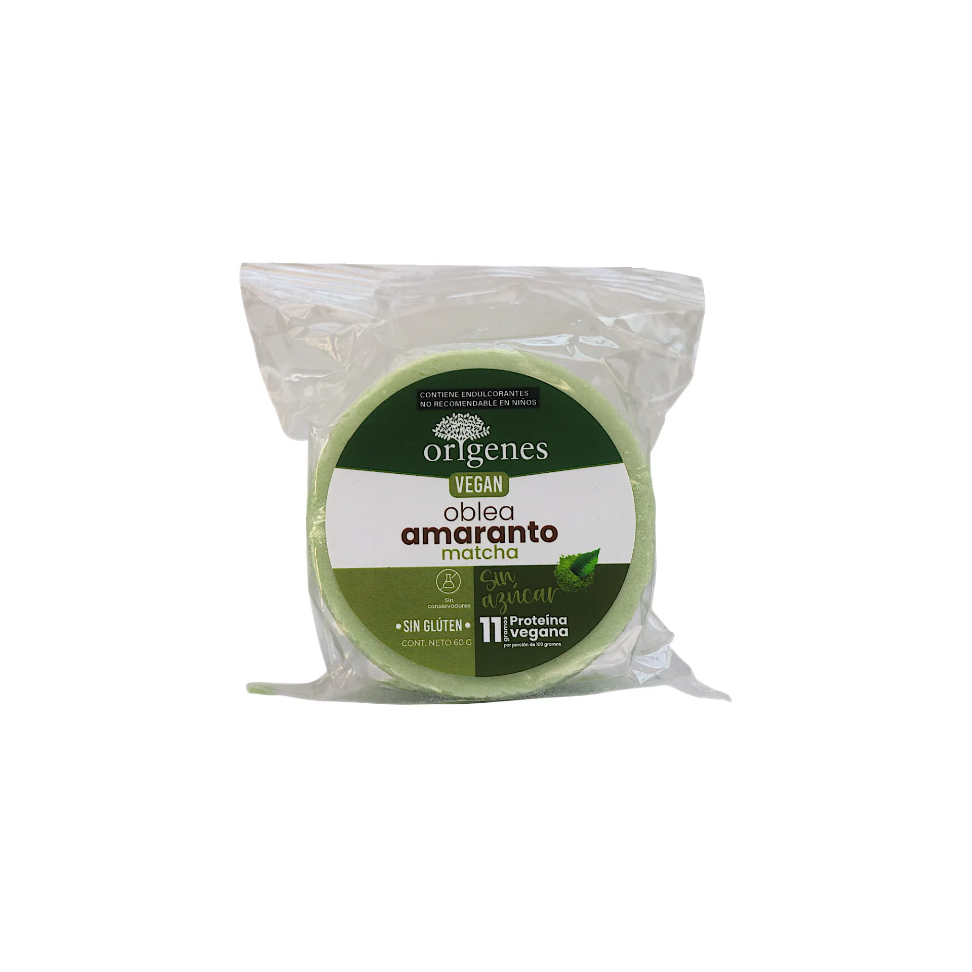 [7501765101948] Oblea de amaranto con matcha 60gr ORIGENES
