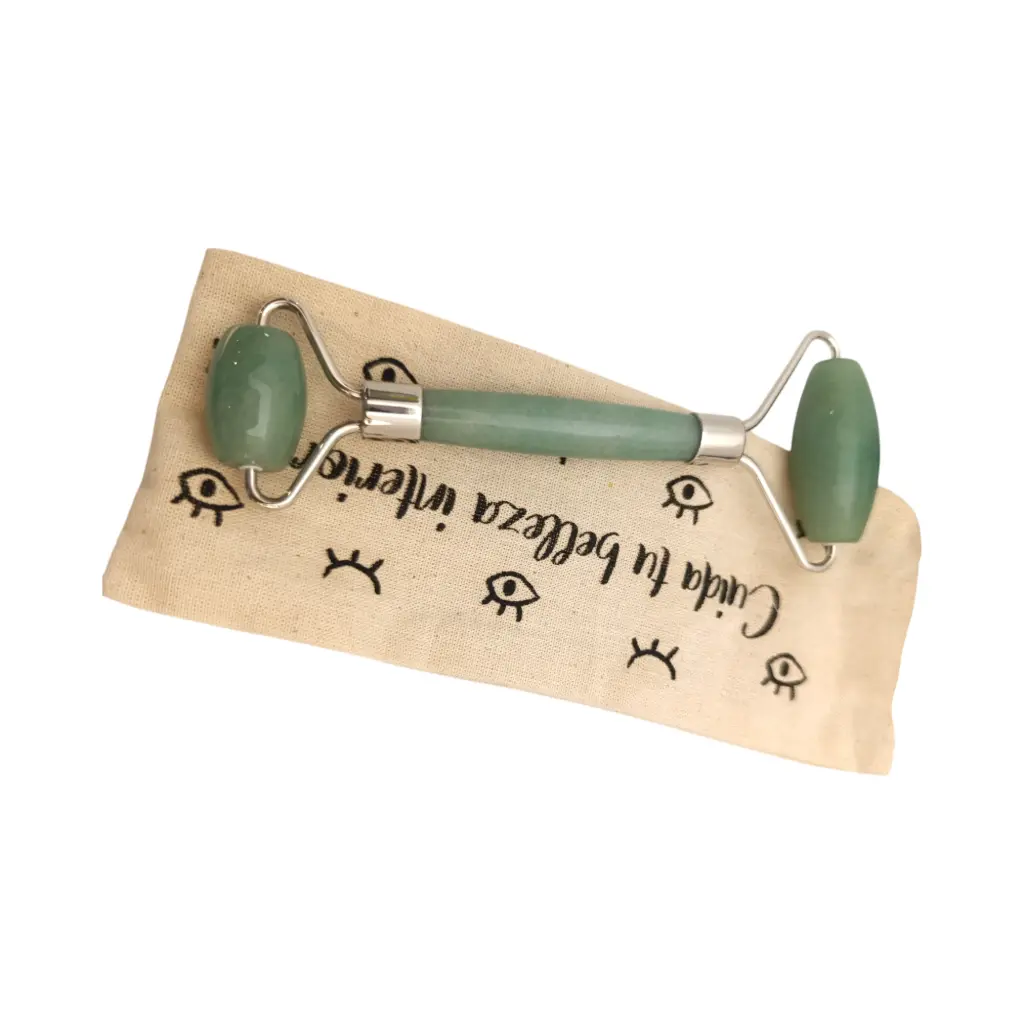 Rodillo para masaje facial de jade verde LET IT GREEN