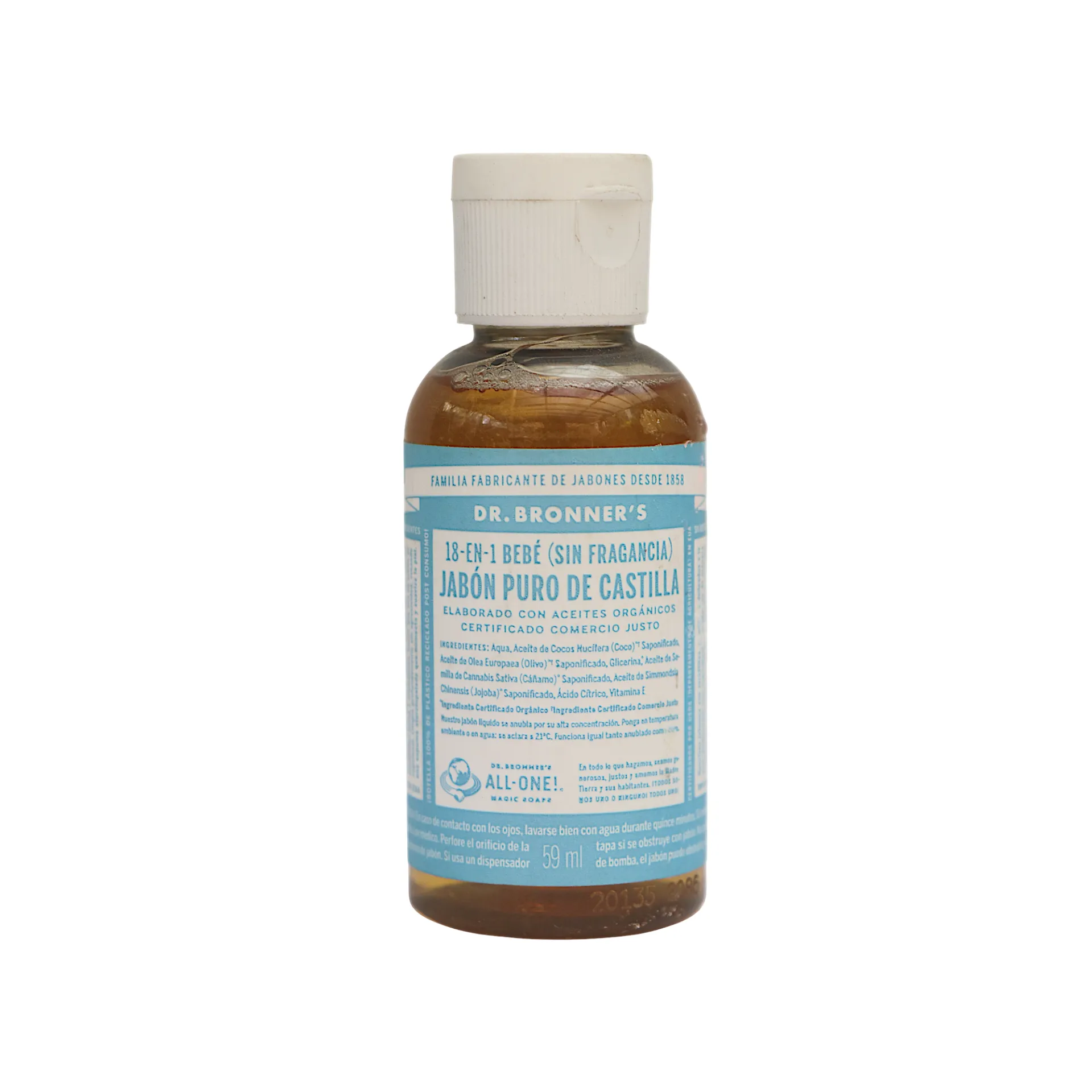 Jabón líquido puro de Castilla 59ml DR BRONNERS