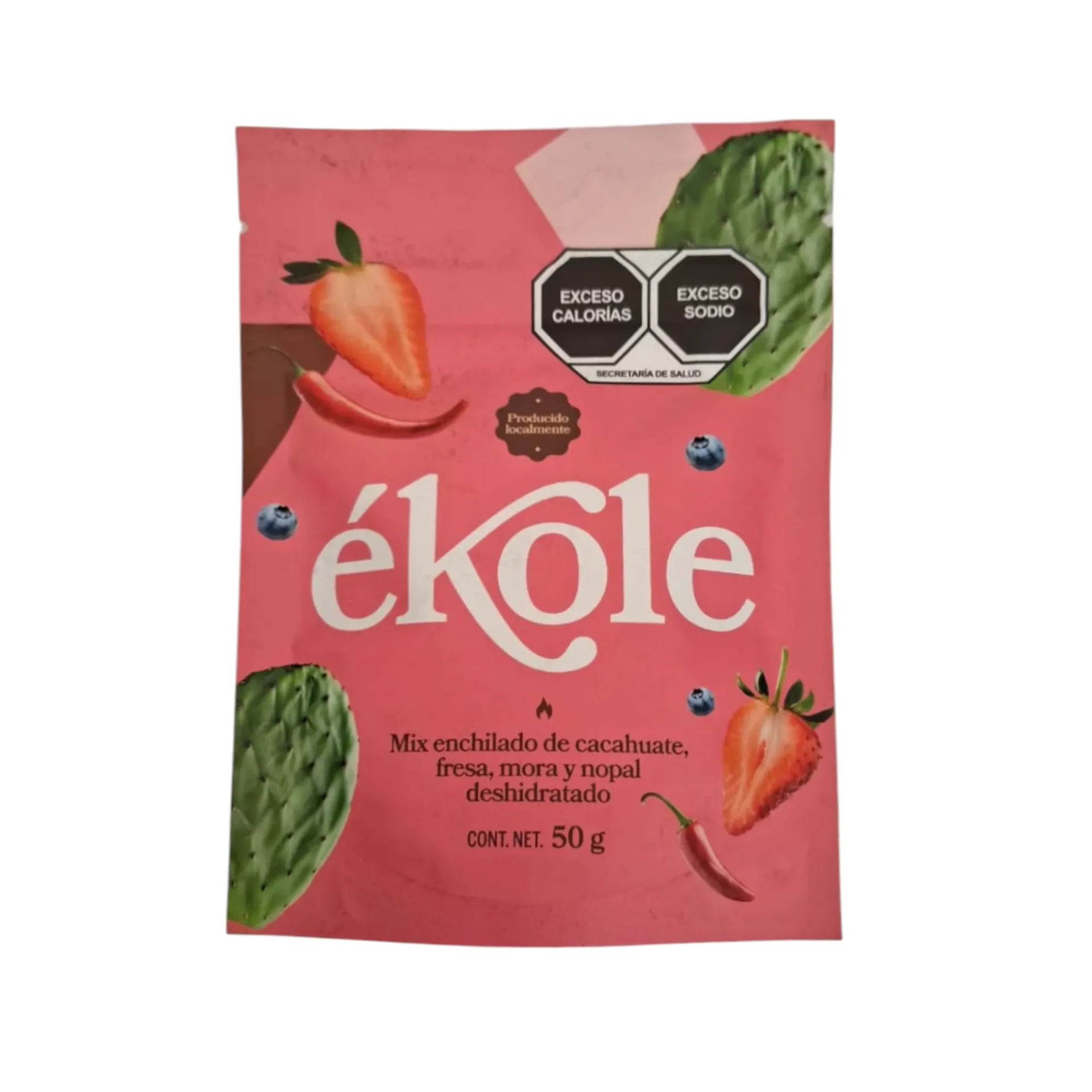 [7503049741260] Mix enchilado de cacahuate, fresa, mora y nopal deshidratado 50gr ÉKOLE
