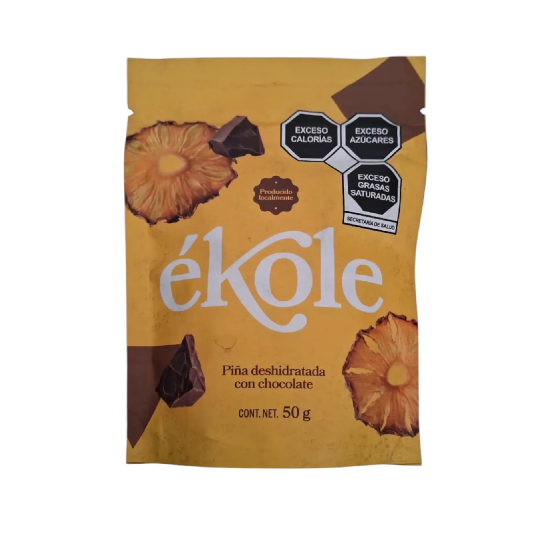 [7503049741055] Piña deshidratada con chocolate 50gr ÉKOLE