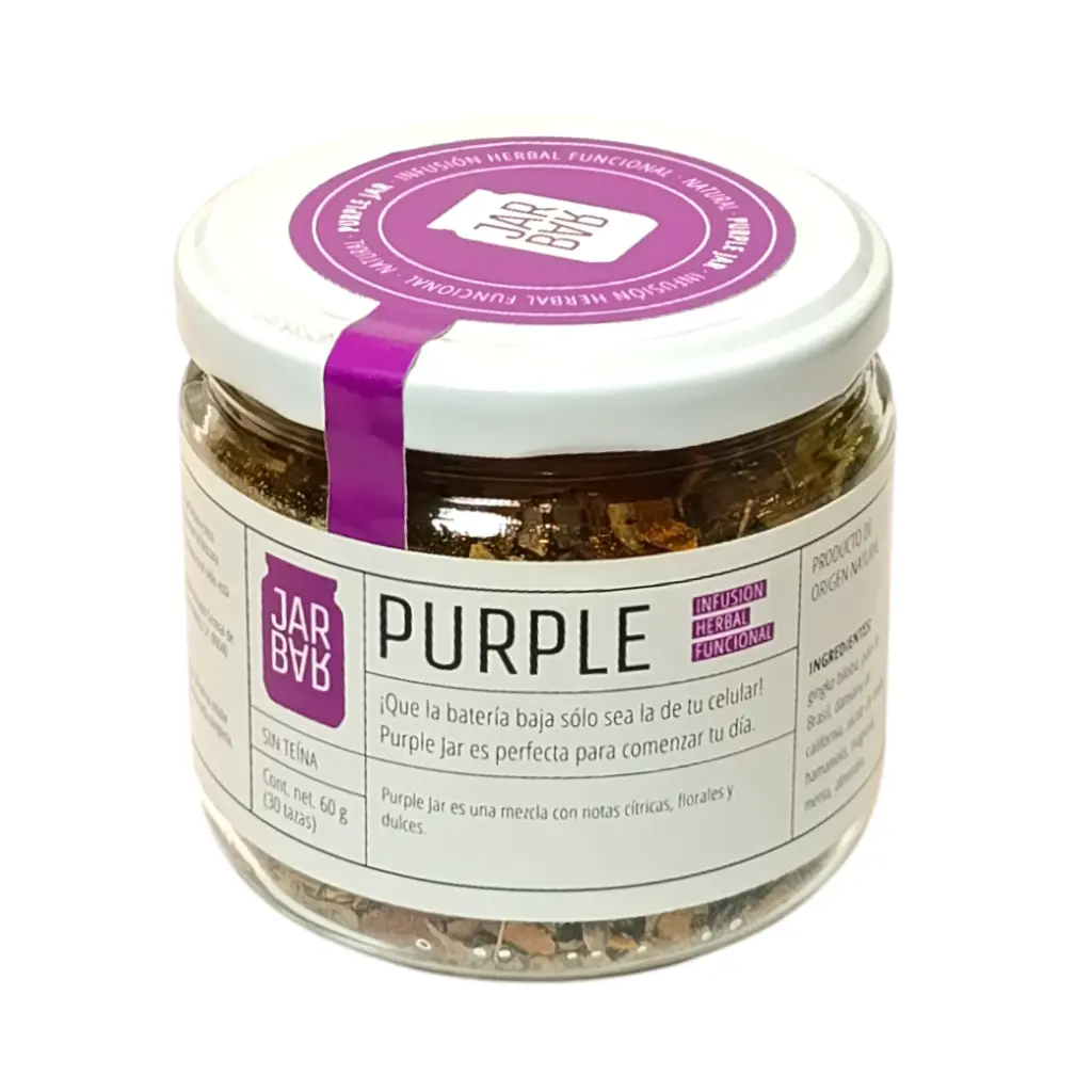 Infusión herbal energizate sabor Purple Jar 60gr JARBAR