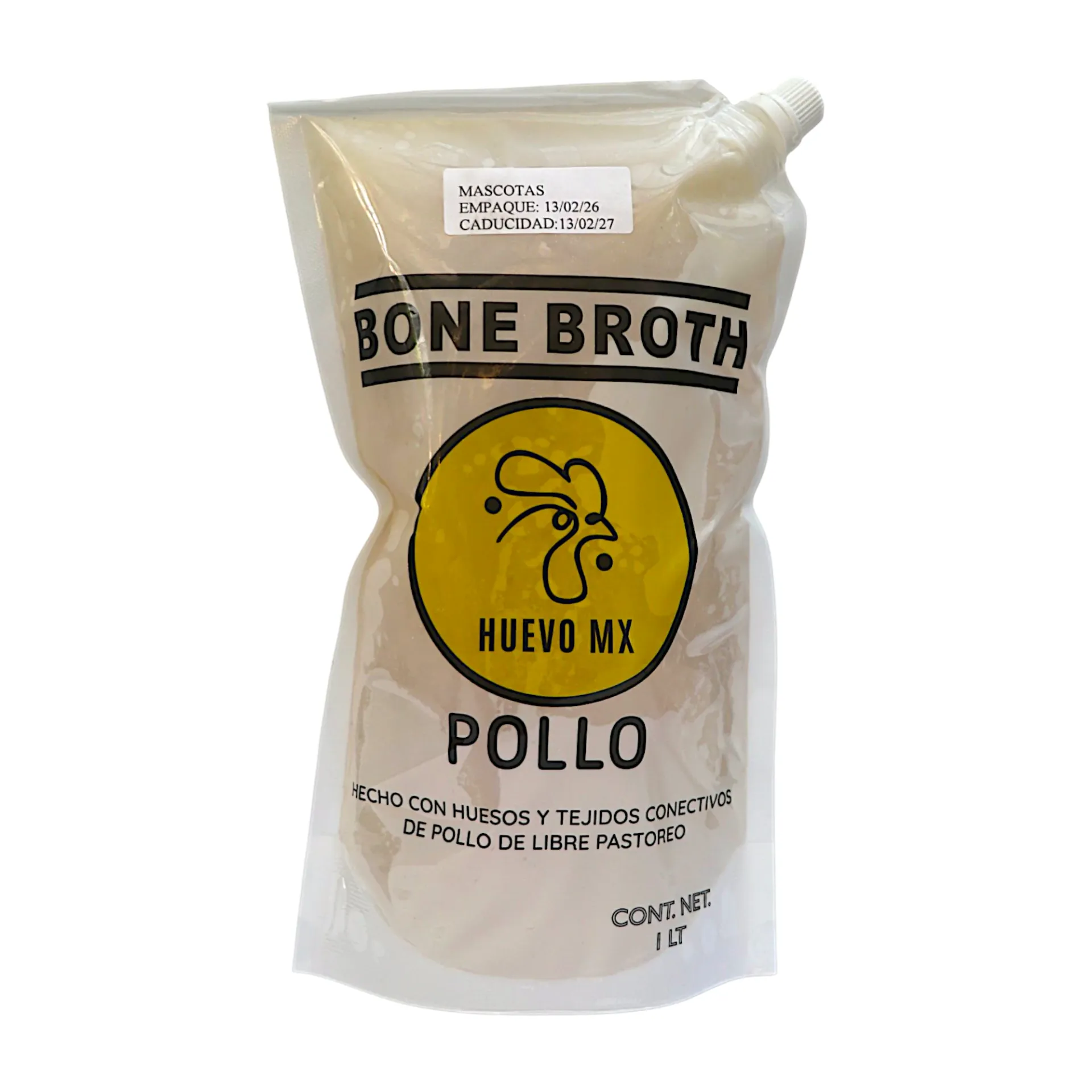 Caldo de hueso de pollo 1L para mascotas HUEVO MX