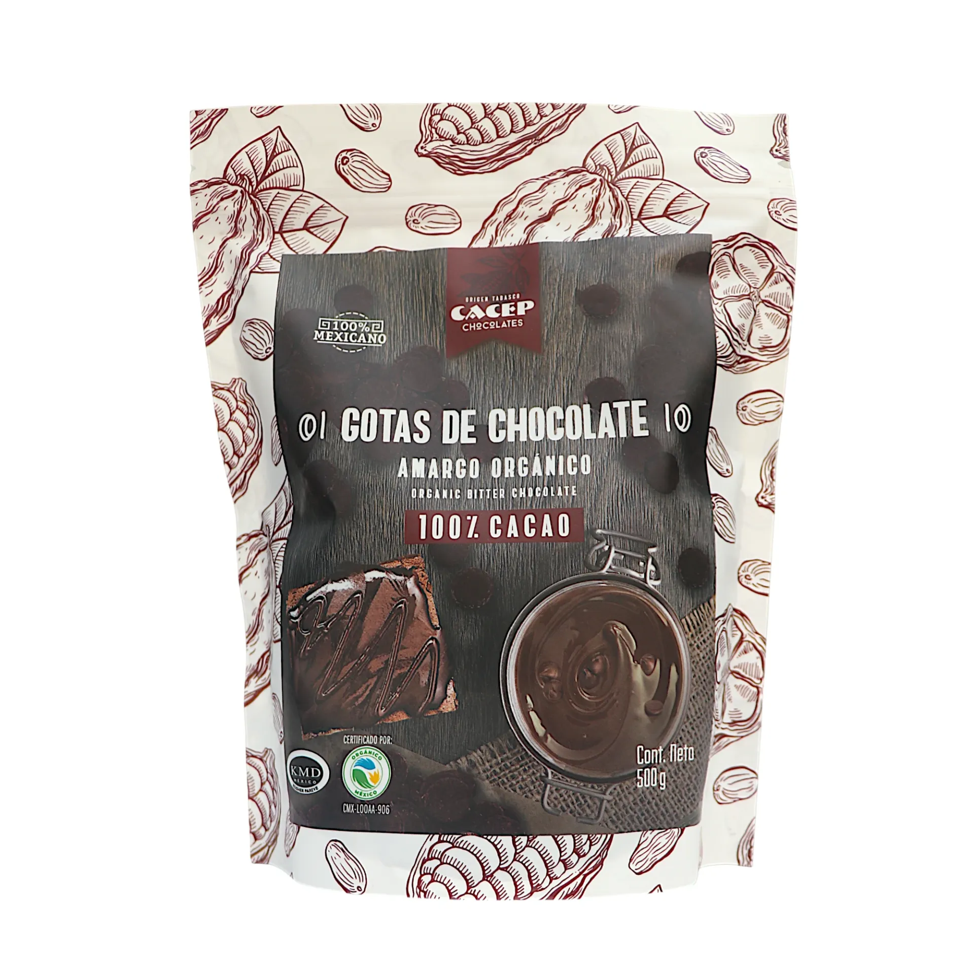 Gotas de chocolate amargo 100% cacao 500gr CACEP