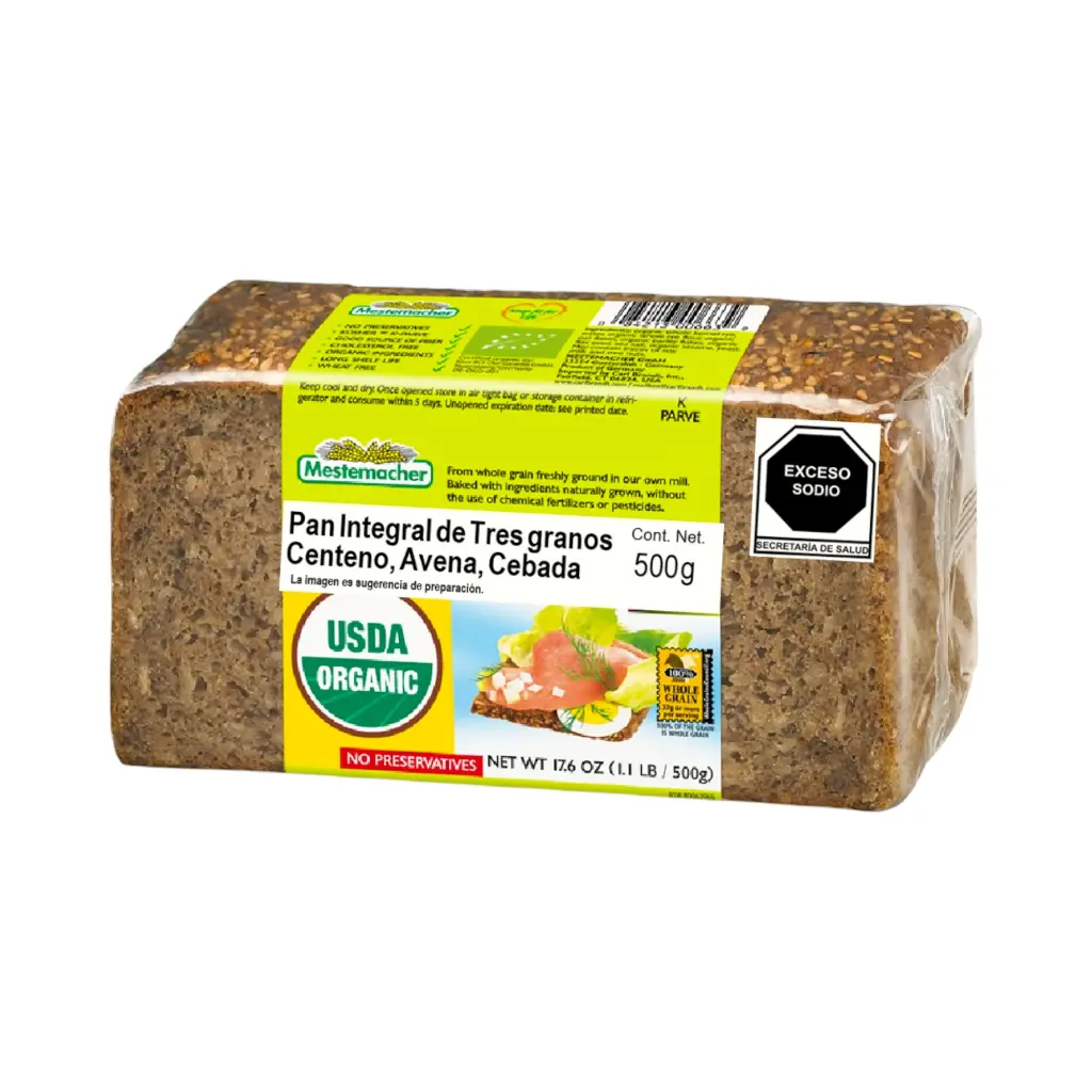 Pan de 3 granos orgánico 500gr MESTEMACHER