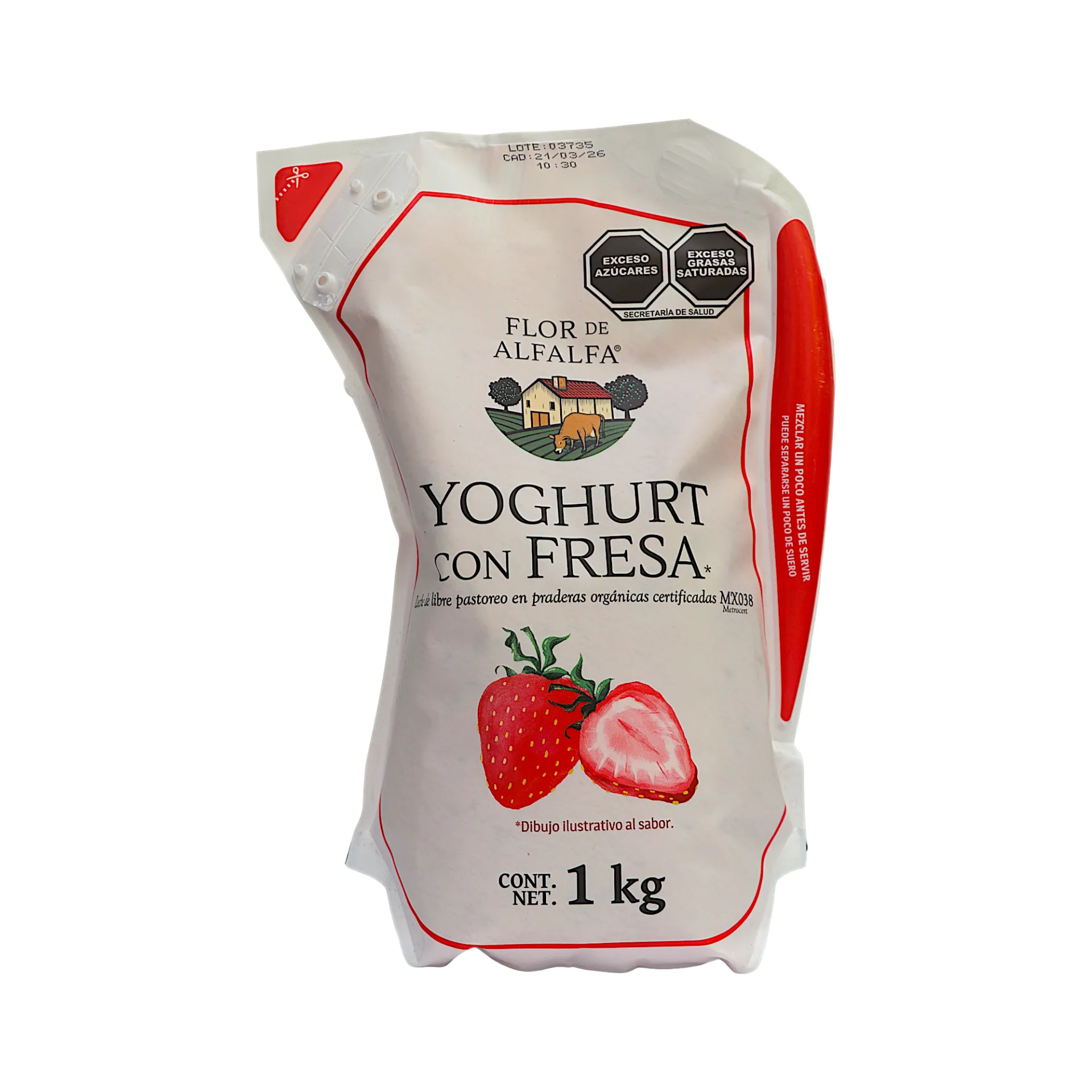 [7503002671702] Yoghurt con fresa 1kg FLOR DE ALFALFA