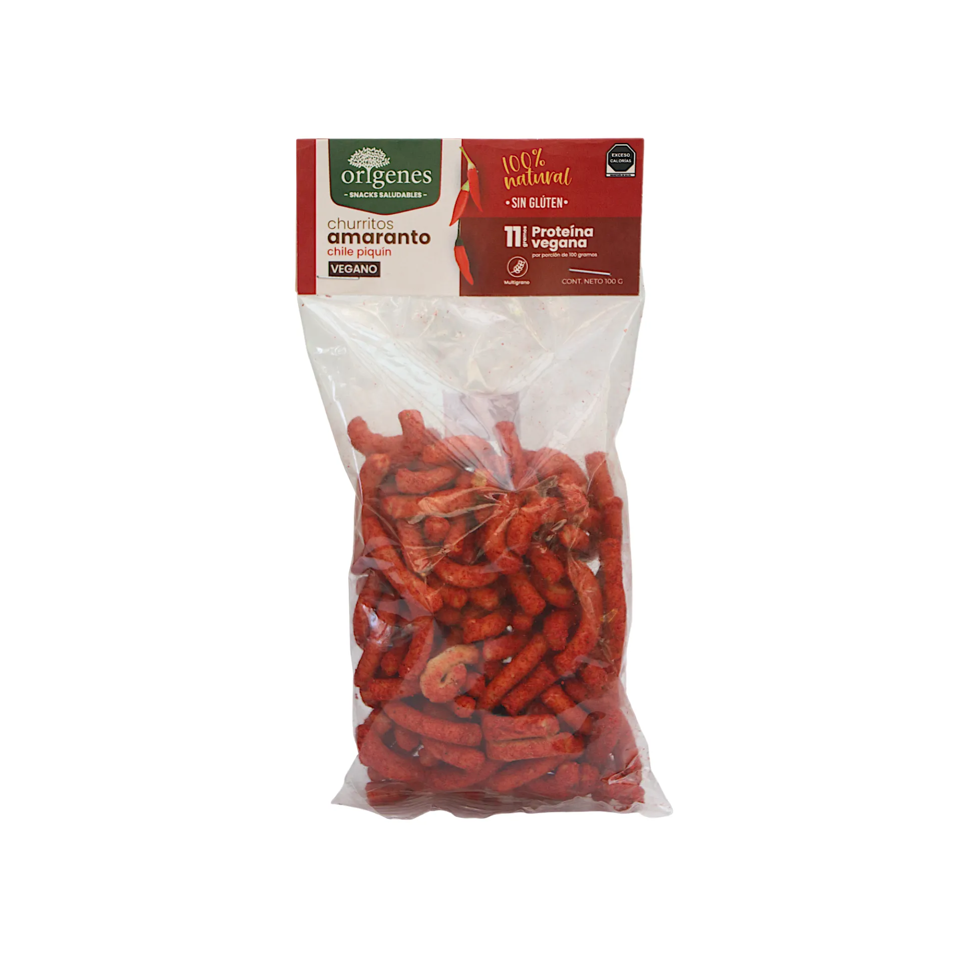 Churritos de amaranto con chile piquín 100gr ORIGENES