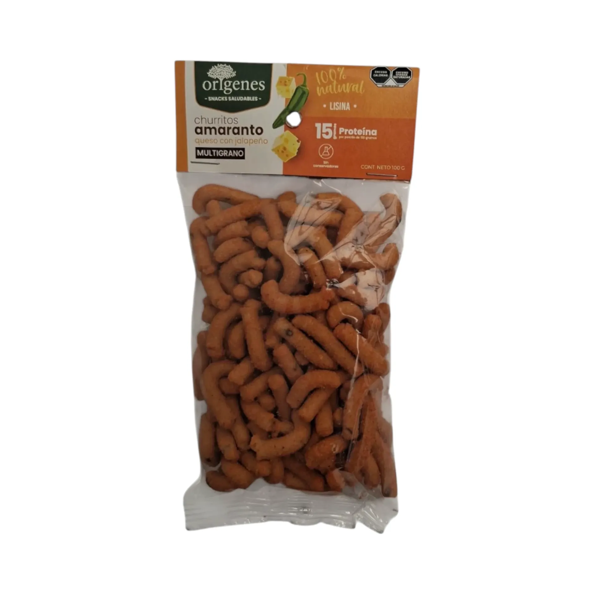 Churritos de amaranto con queso y jalapeño 100gr ORIGENES