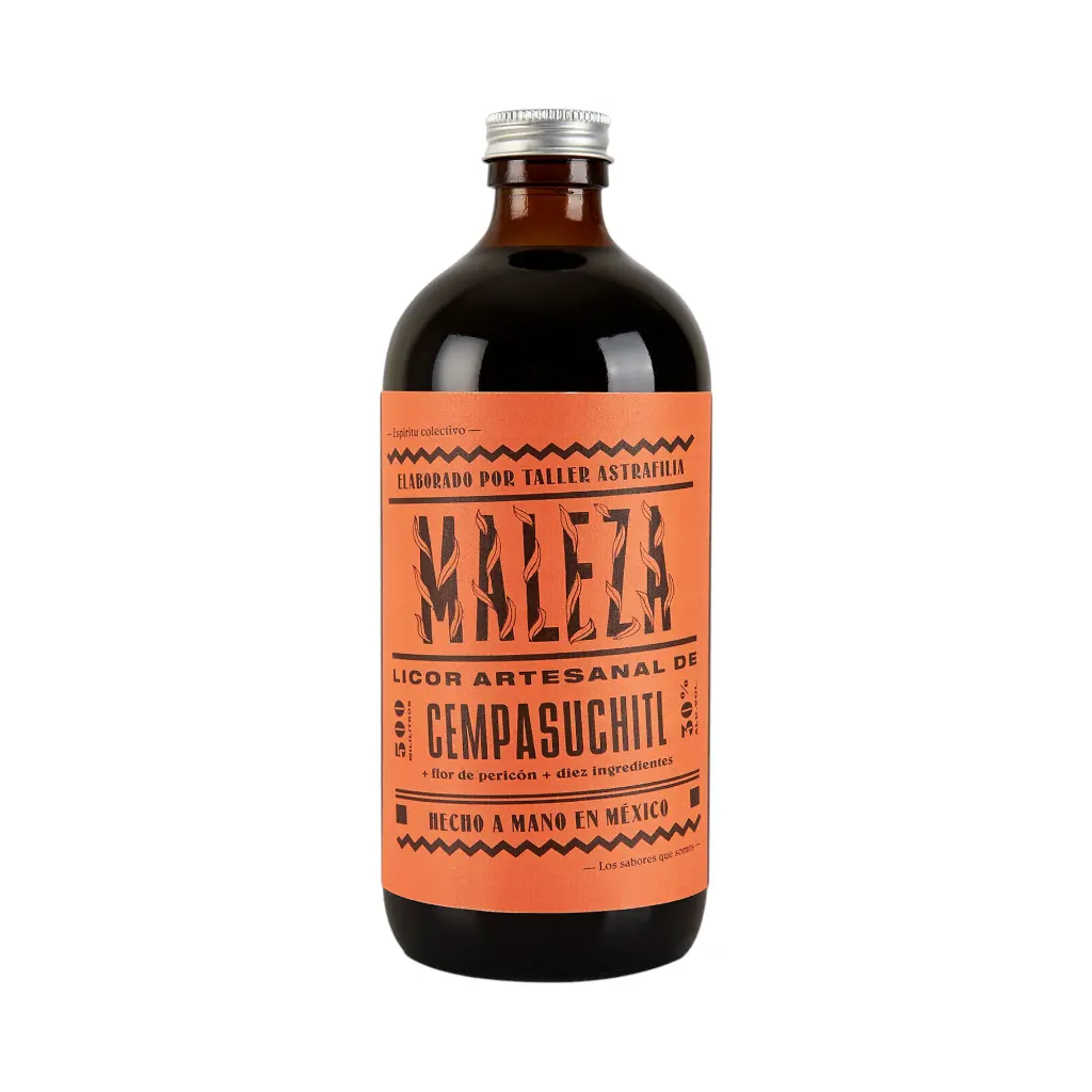 Licor artesanal de cempasúchitl y pericón 500ml MALEZA