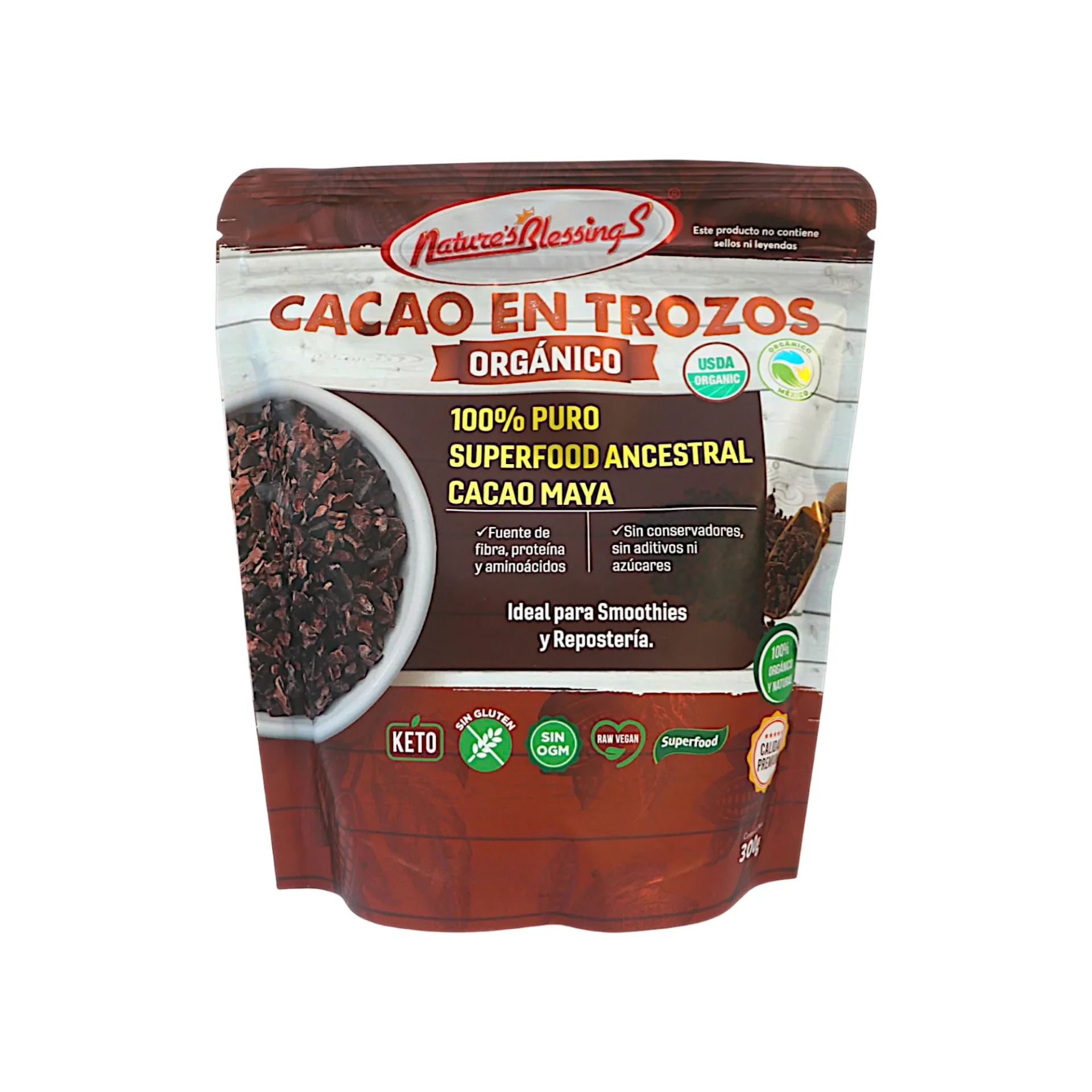 [7502280880226] Nibs de cacao orgánico 300gr NATURE´S BLESSINGS