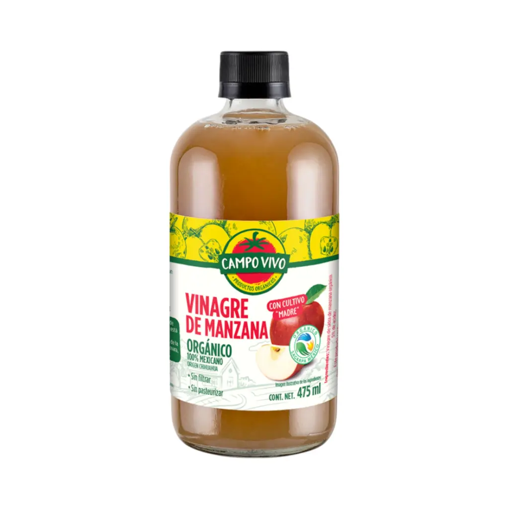 [7502236173723] Vinagre de sidra de manzana orgánico 475ml CAMPO VIVO