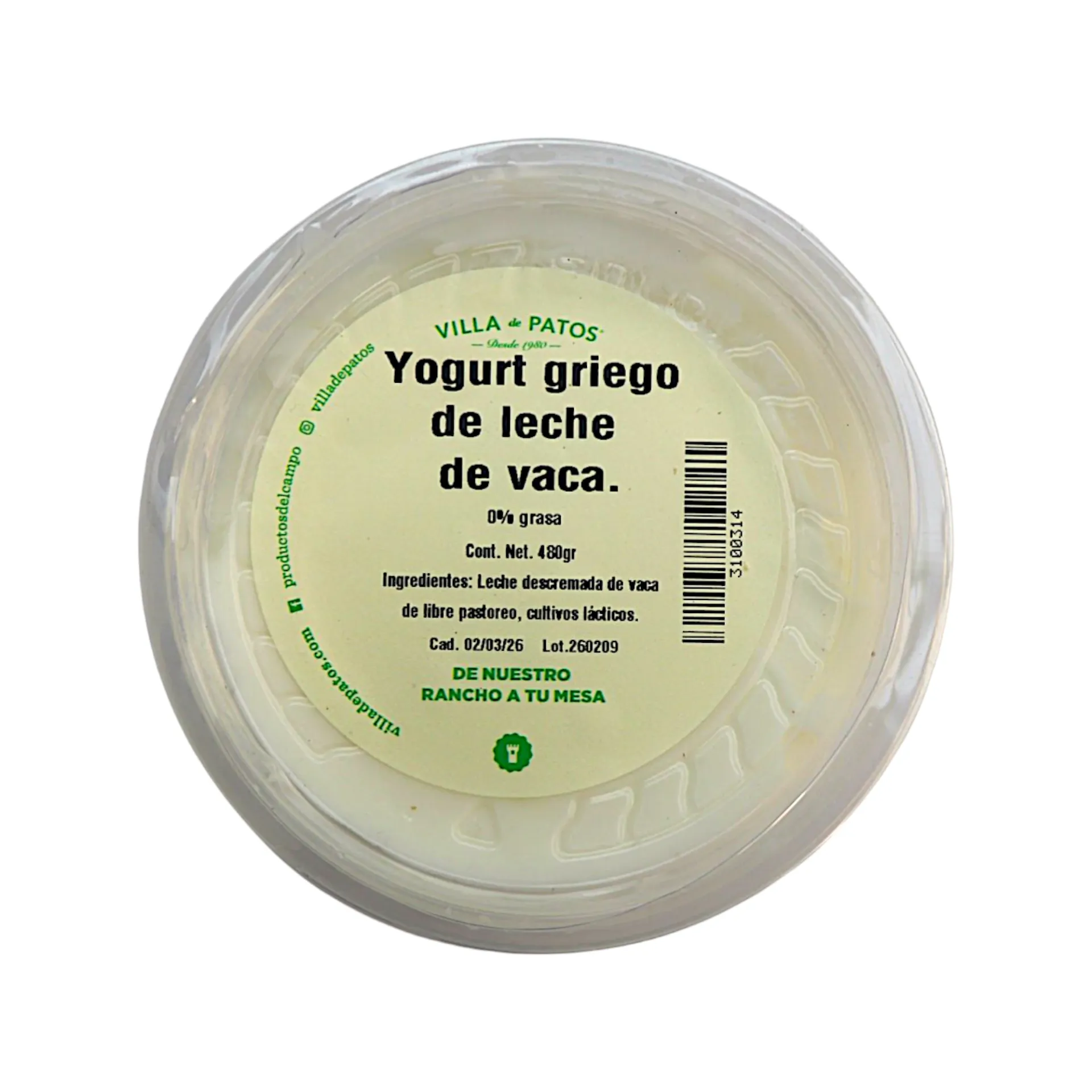 [3100311] Yoghurt de vaca 480gr VILLA DE PATOS