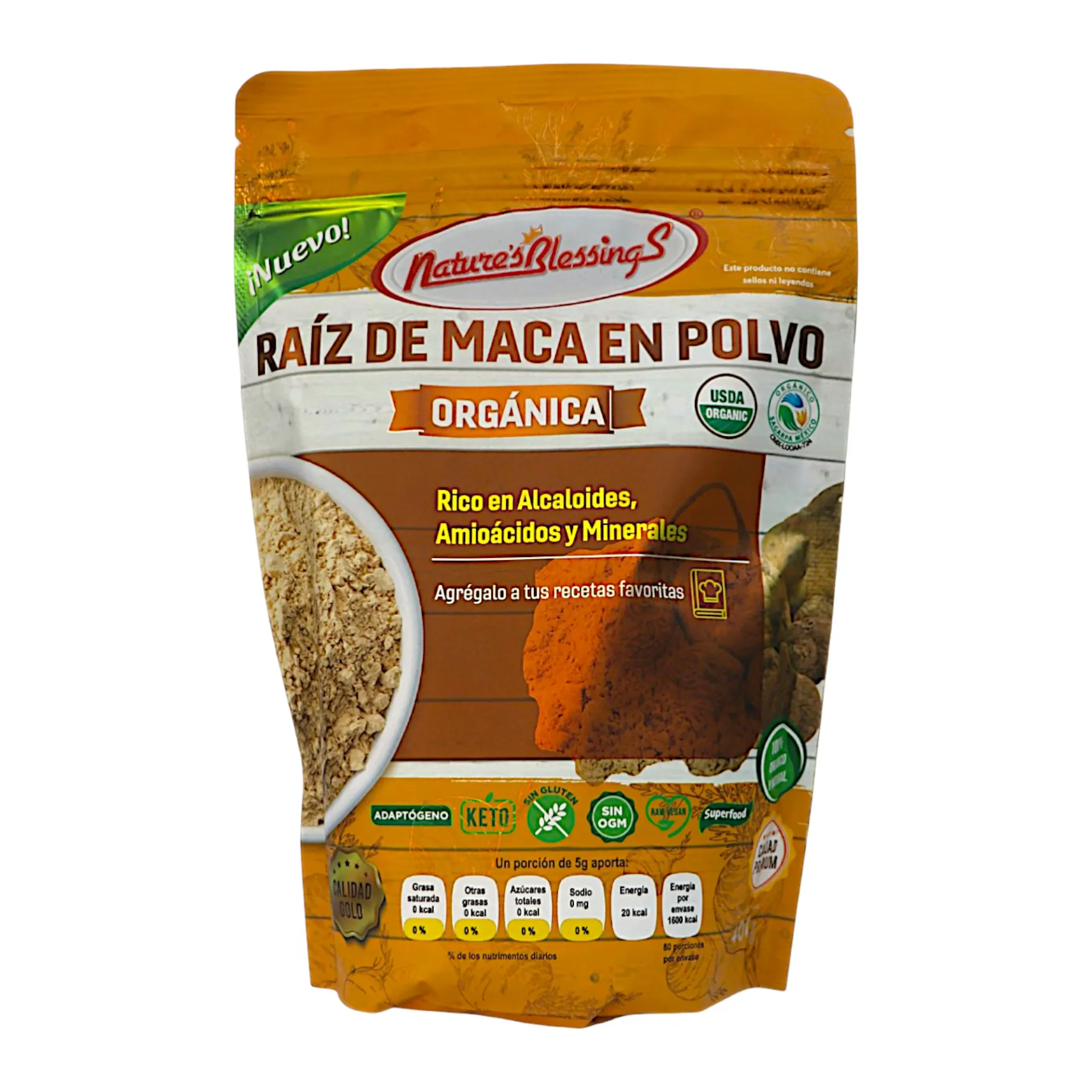 Raíz de maca orgánica gold en polvo 400gr NATURE´S BLESSINGS