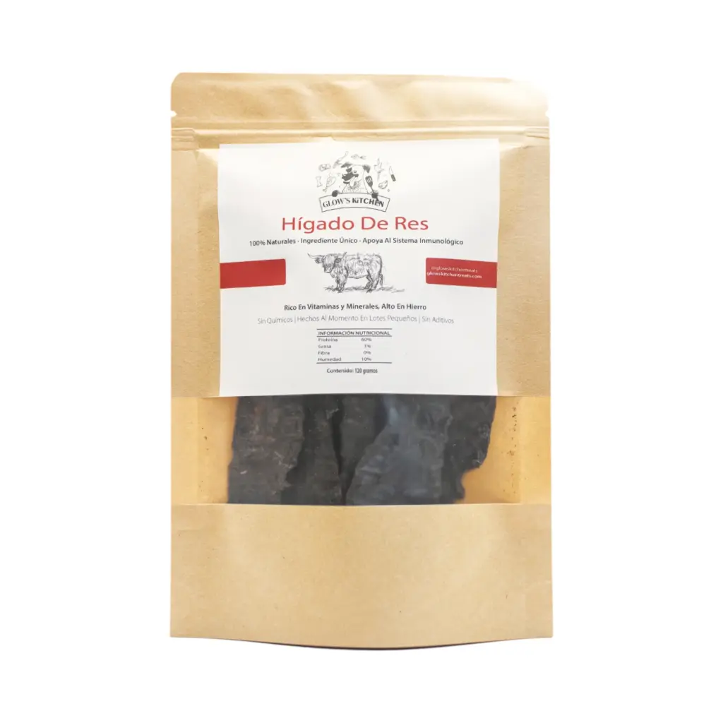 Higado de res deshidratado para mascotas 120gr GLOW'S KITCHEN TREATS