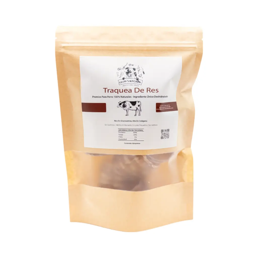 Traquea de res deshidratada para mascotas 120gr GLOW'S KITCHEN TREATS