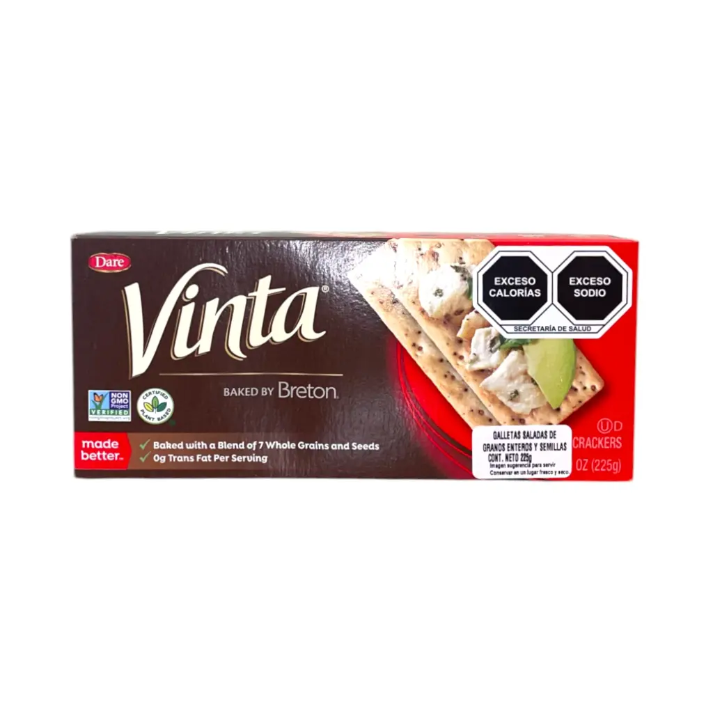 [055653600442] Galletas saladas granos enteros Vinta 225gr BRETON