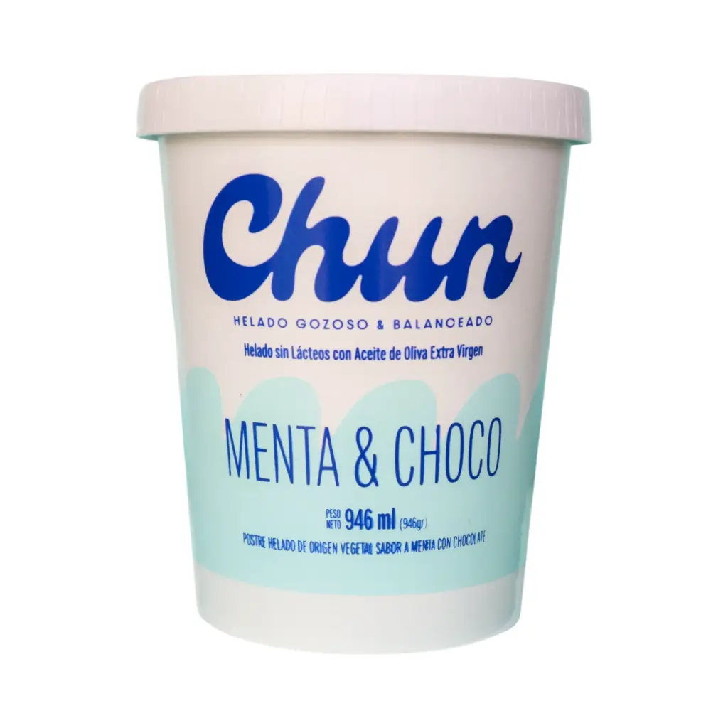Helado de menta y choco sin lácteos con aceite de oliva extra virgen 946ml CHUN