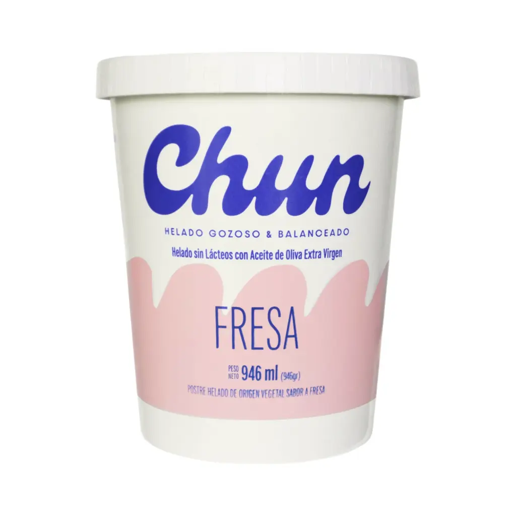 Helado de fresa sin lácteos con aceite de oliva extra virgen 946ml CHUN