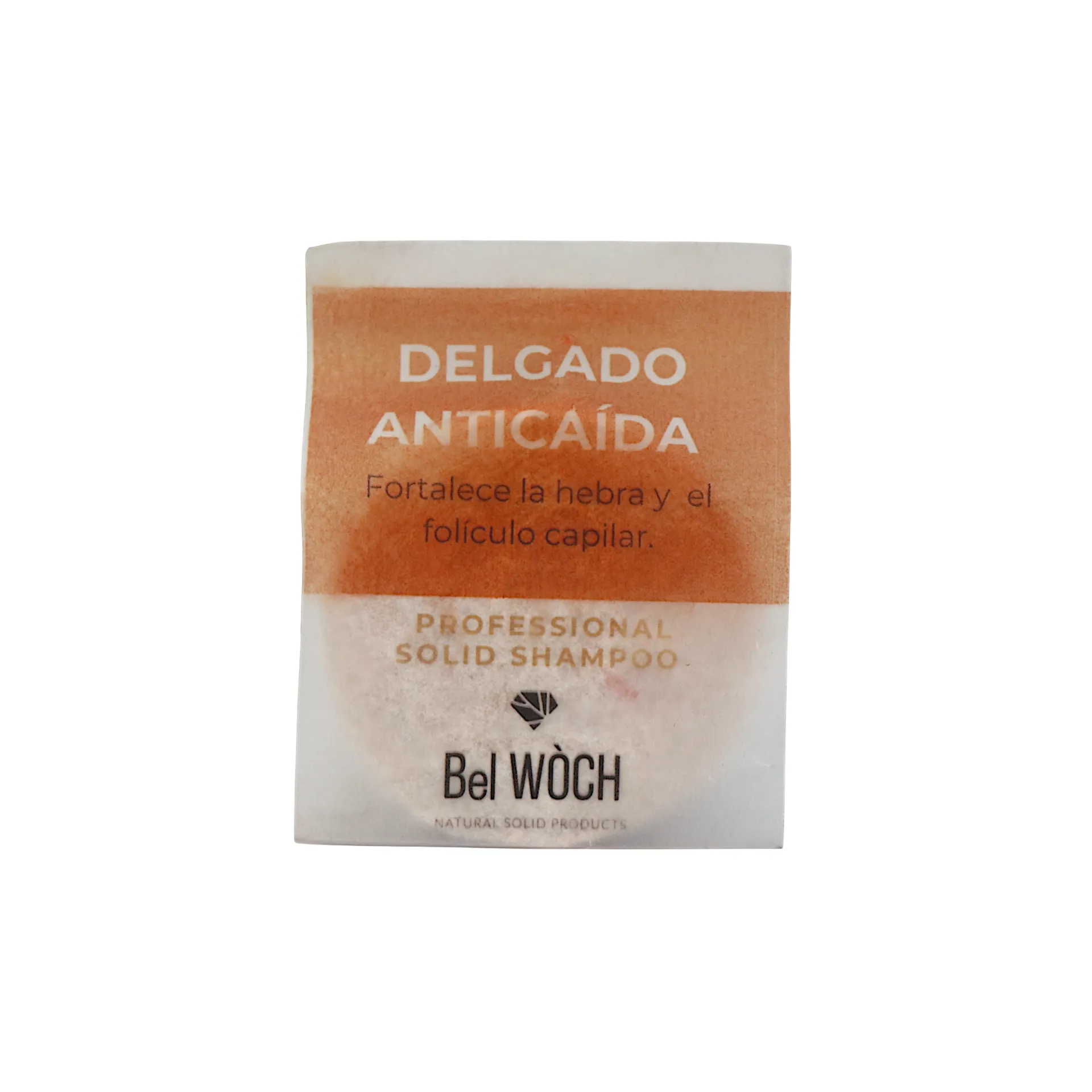 Barra de shampoo sólido delgado antiquiebre 80gr BEL WOCH