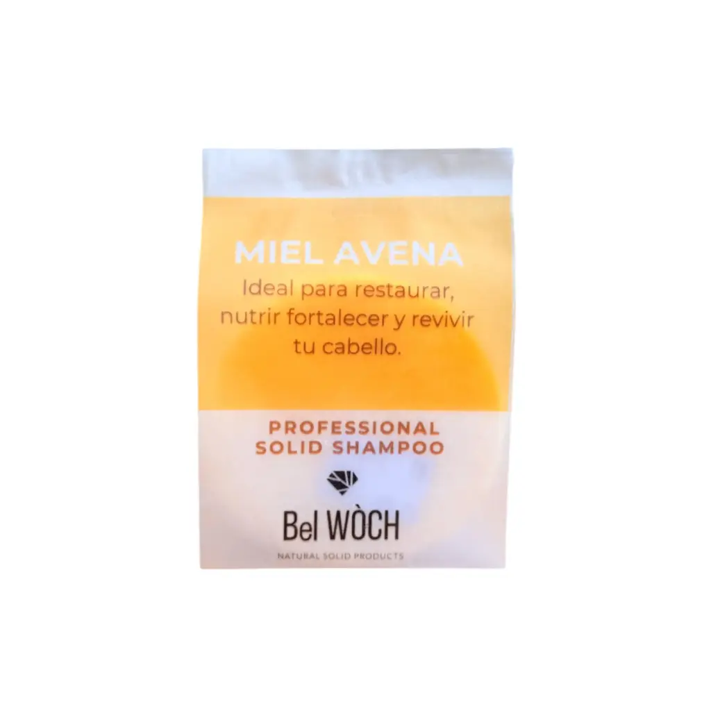 Barra de shampoo sólido de miel y avena 80gr BEL WOCH