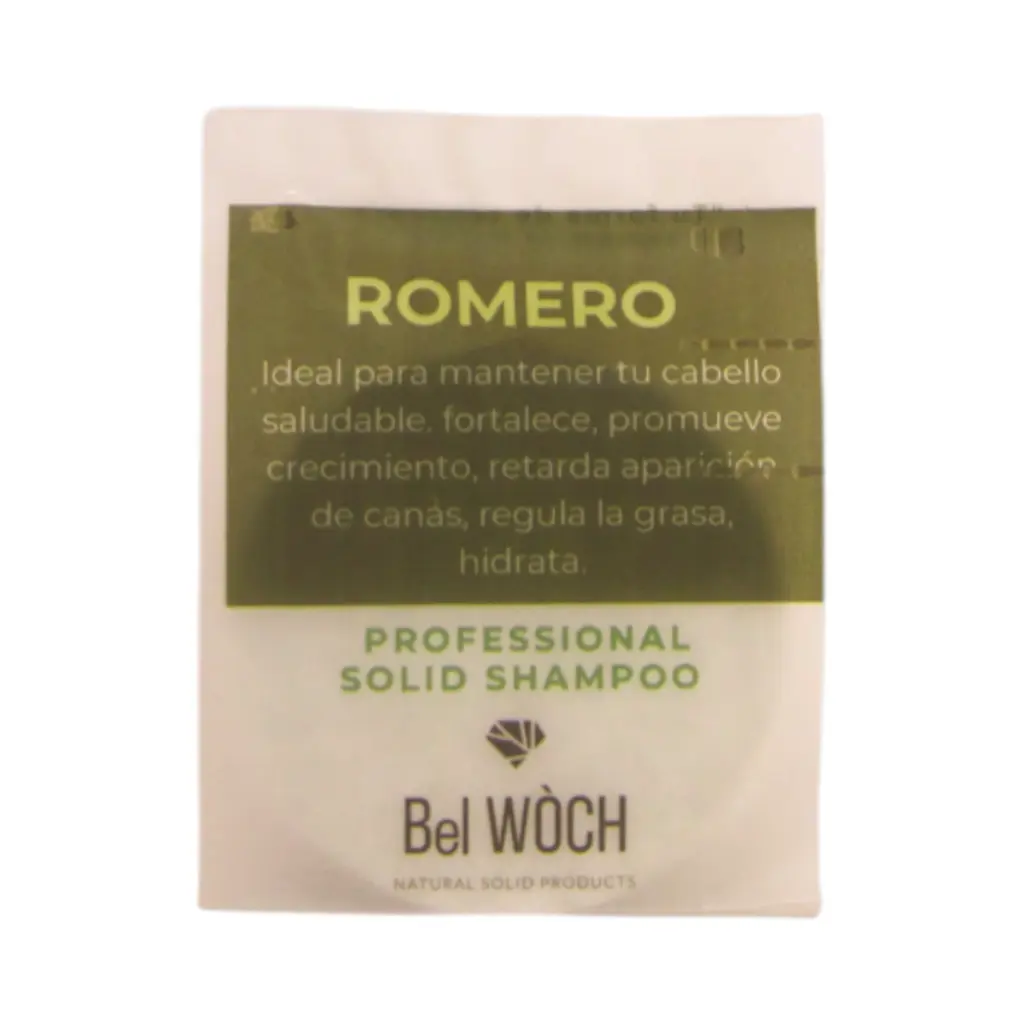 [7502295110059] Barra de shampoo sólido de romero 80gr BEL WOCH