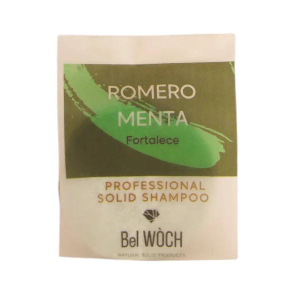 Barra de shampoo sólido de romero menta 80gr BEL WOCH